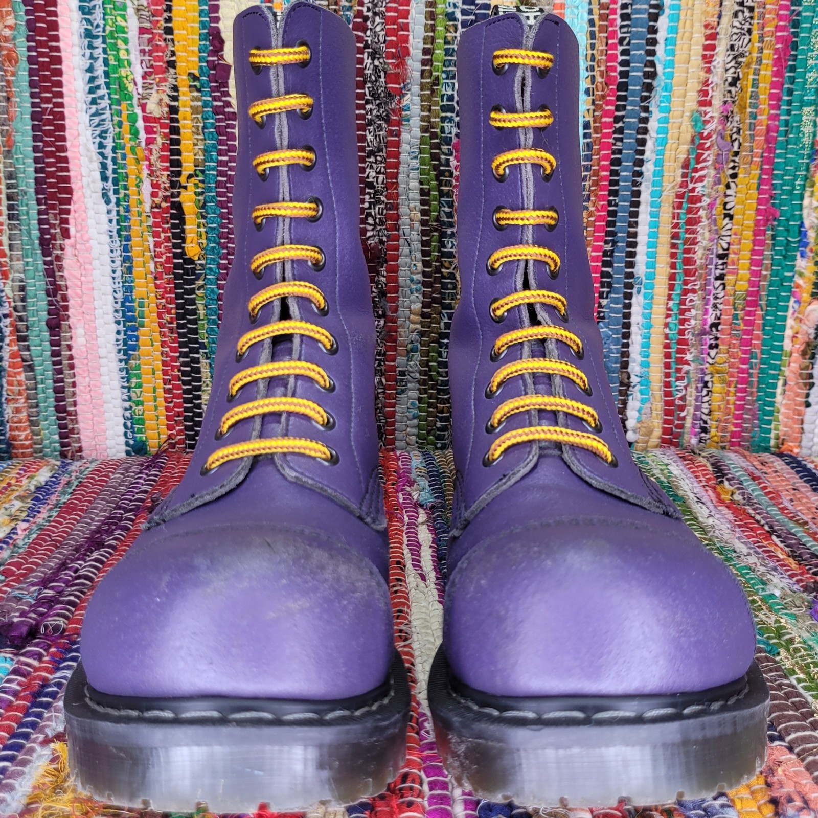 Combat Boots Steel Toe US Womens 7 UK 5 Purple by Vegetarian Shoes Pre-Owned
