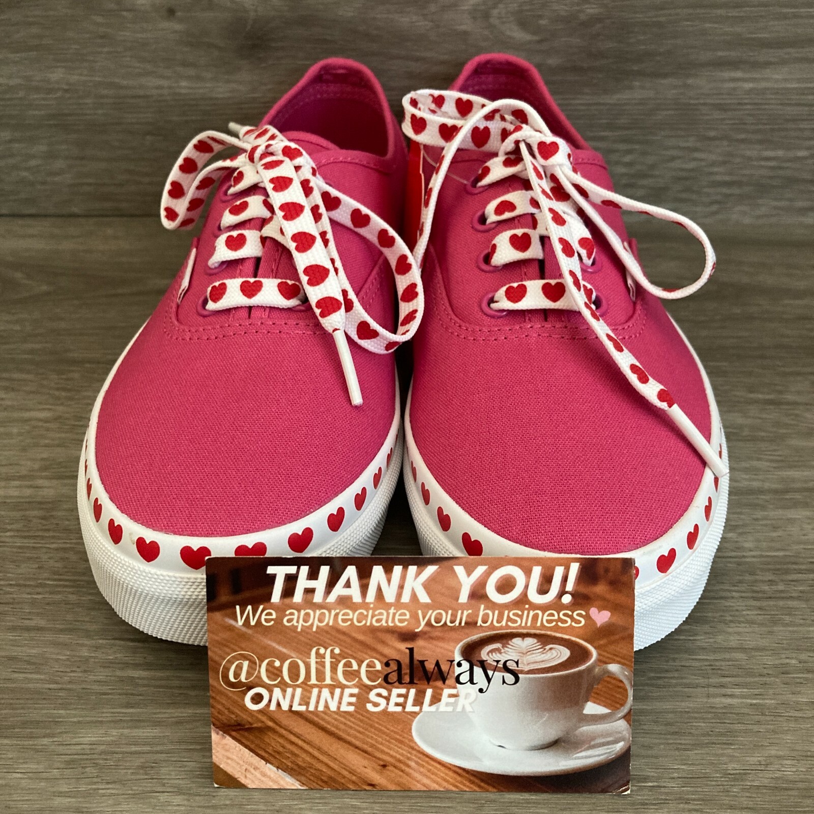 Vans Authentic Heart Foxing Pink Red White Size 6 Women’s New With Box NWB