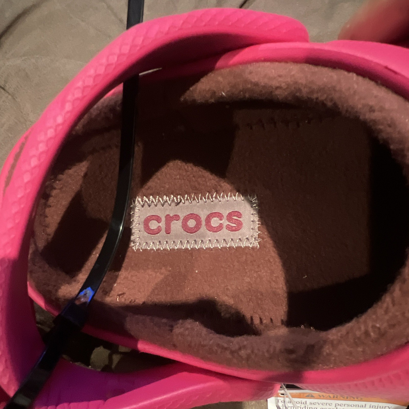 Crocs Classic Lined Overpuff Clog Pink Fleece Lined Slip-On Women’s 6 EU36-37
