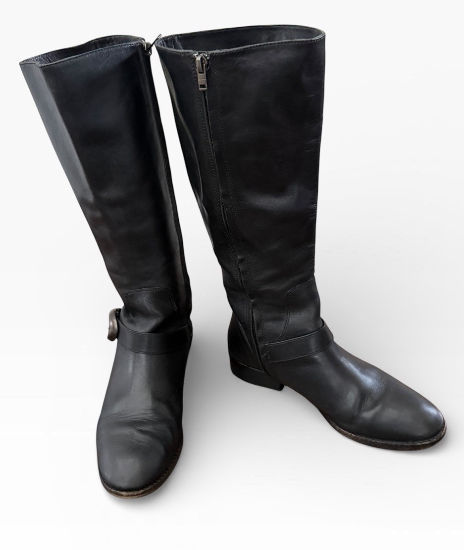 COACH BRYNN SIGNATURE BUCKLE RIDING BOOT SZ 9M Black G2802 Leather Interior Tall