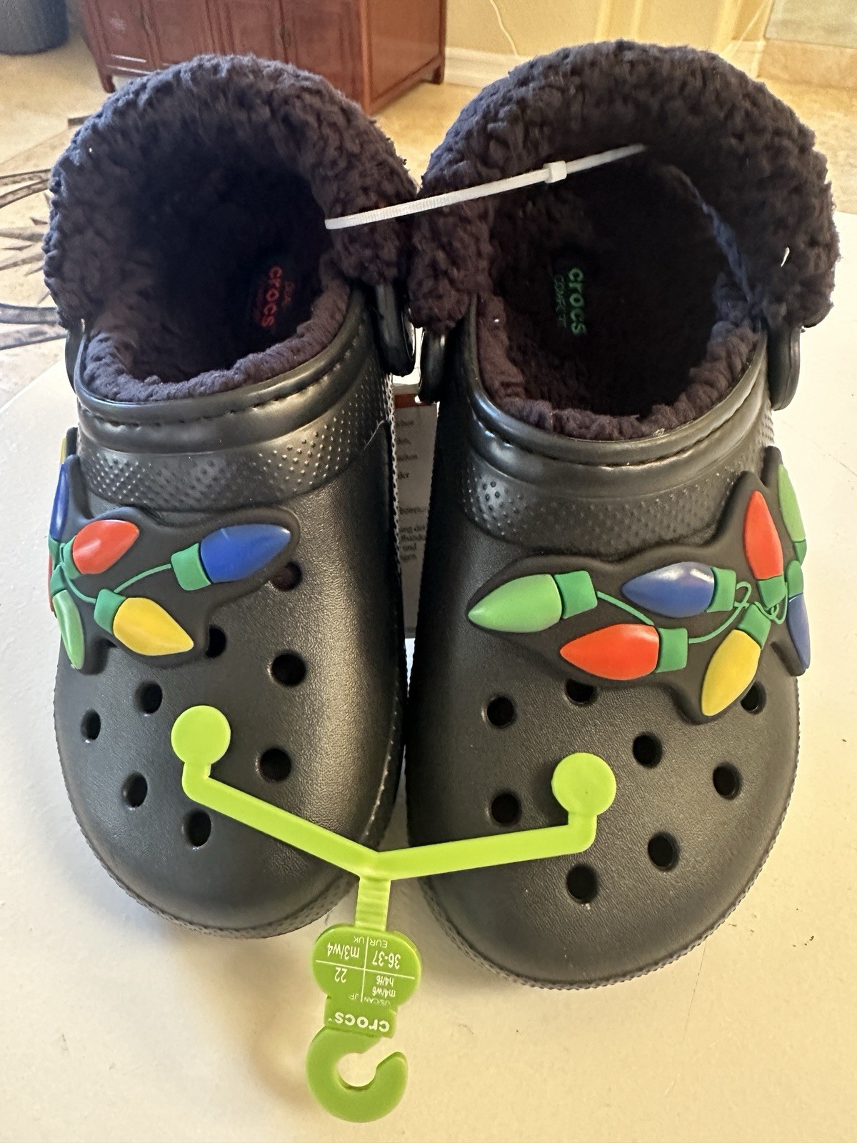 Black Crocs «Classic Holiday» Lined Clogs ft. Festive Christmas Light Graphics