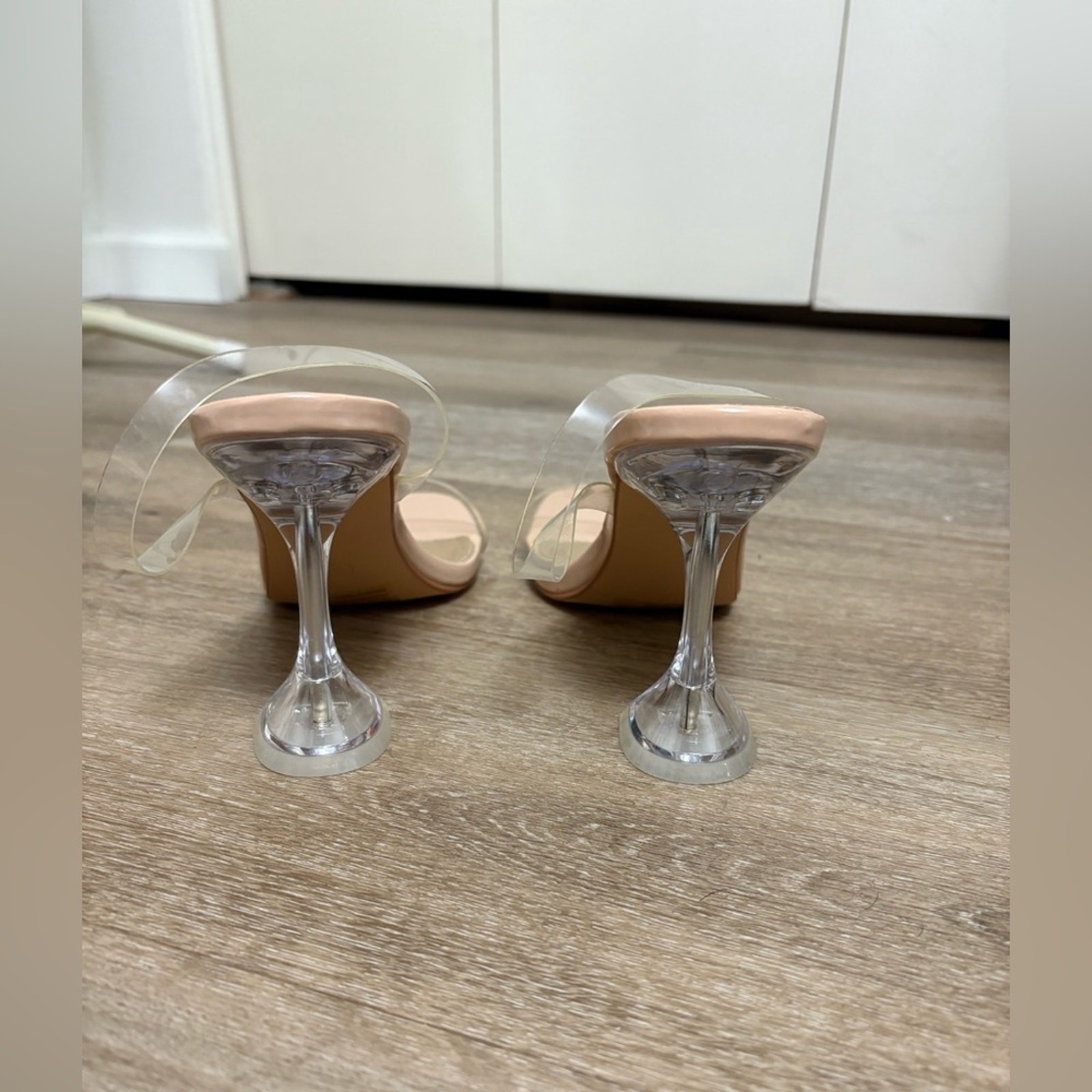 Lemonade Nude Clear Strap Heels Square Toe Clear Heel Size 10