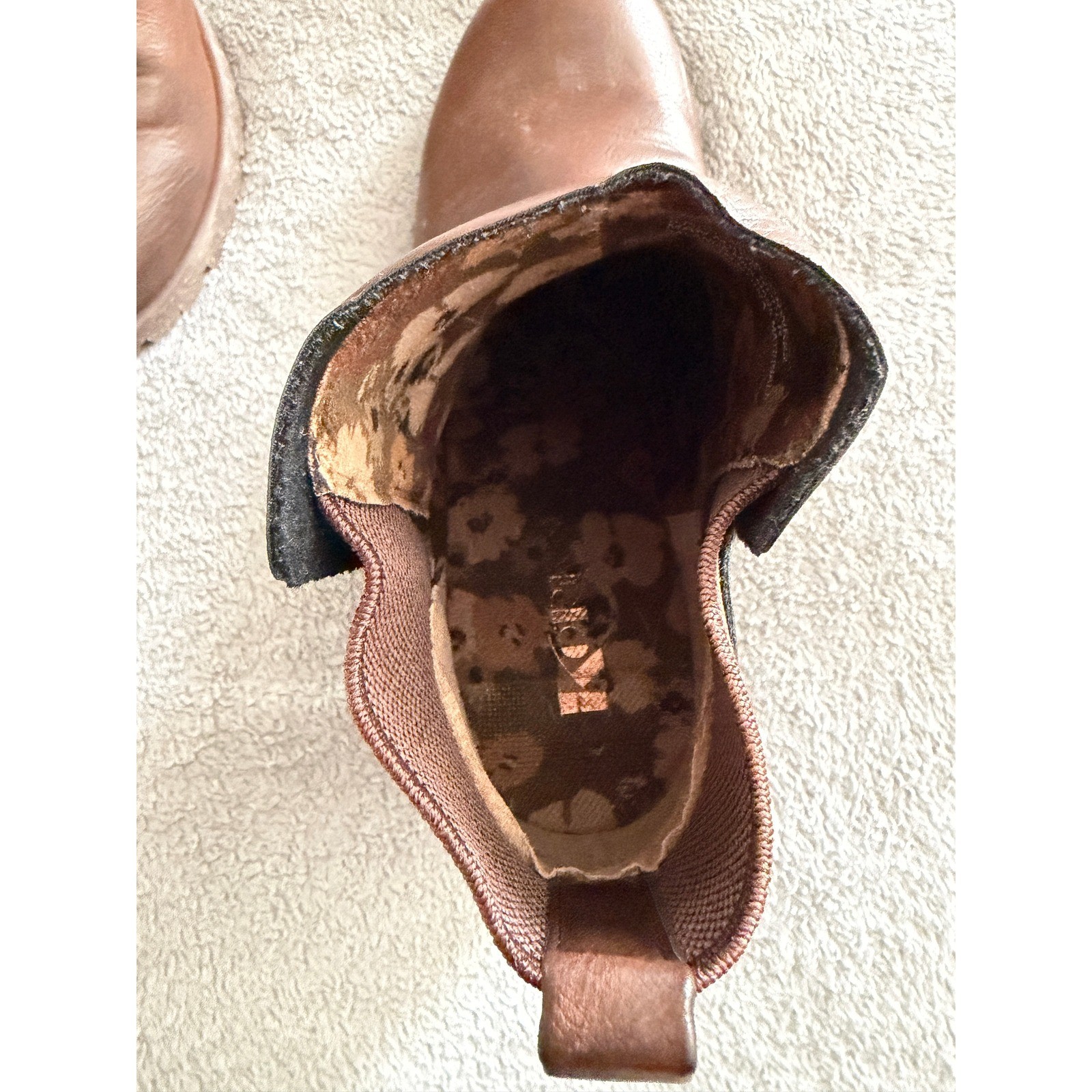 Korks Brown Faux Leather Lug Sole Chunky Heel Ankle Boots KR0009506 Womens 10M