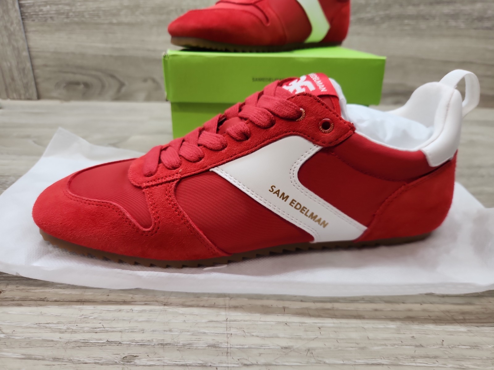 Sam Edelman Zaria Womens Fashion Sneakers Red/White SUEDE (US 7.5 )