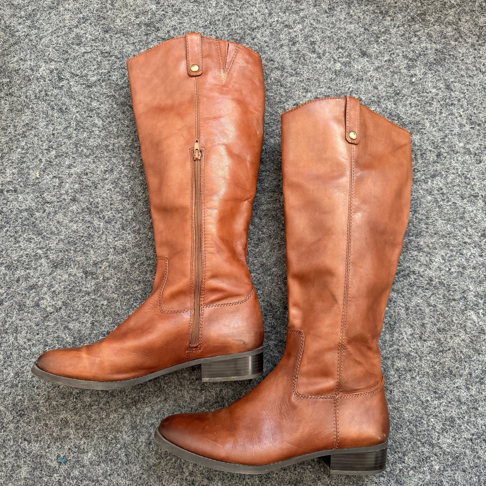 I.N.C. International Concepts Fawne Leather Tall Riding Boots Cognac Brown Sz 11
