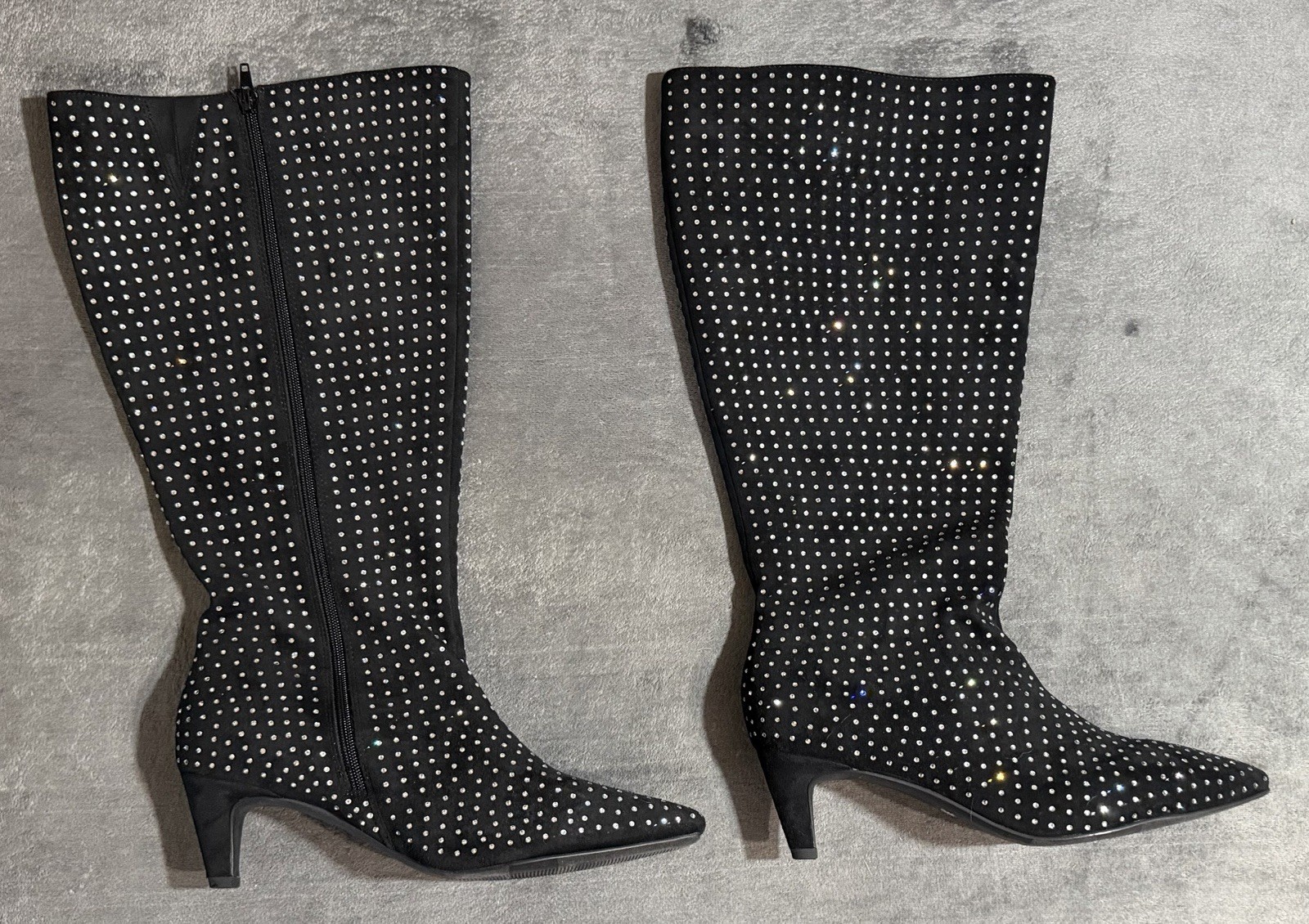 Torrid Embellished Kitten Heel Knee Boot Black Size 8WW New W/O Box