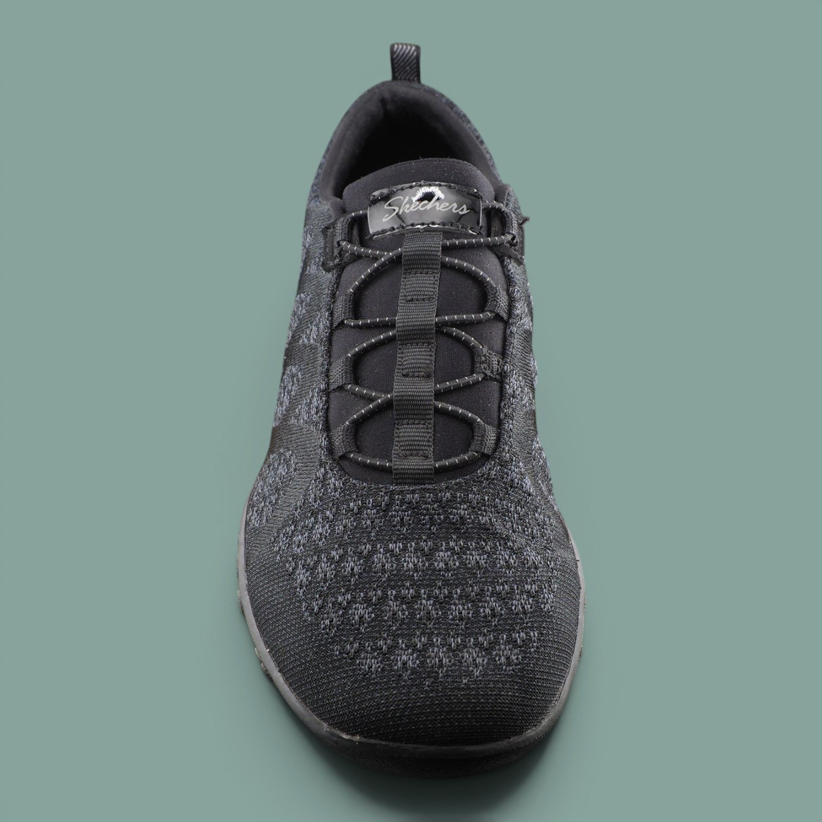 Skechers Relaxed Fit Air Cooled Memory Foam Bungee Sneakers Blk Gray Womens 8.5