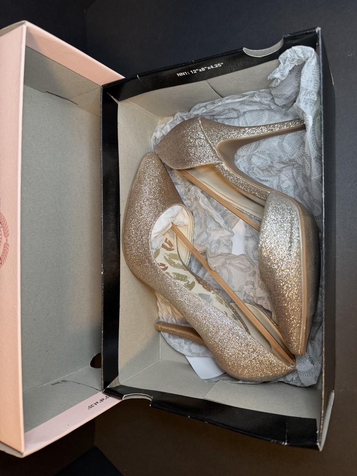 Juicy Couture Gold Glitter Pointed Toe Stiletto Slip-On Pumps Women 8.5 39 6