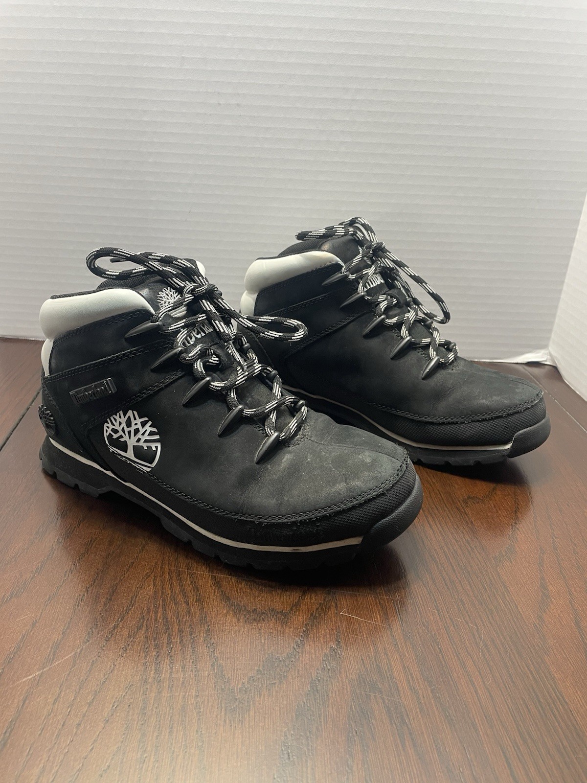 Timberland Euro Sprint Mid Hiker Boot A1R39 Women’s Size 8 Black White Trim