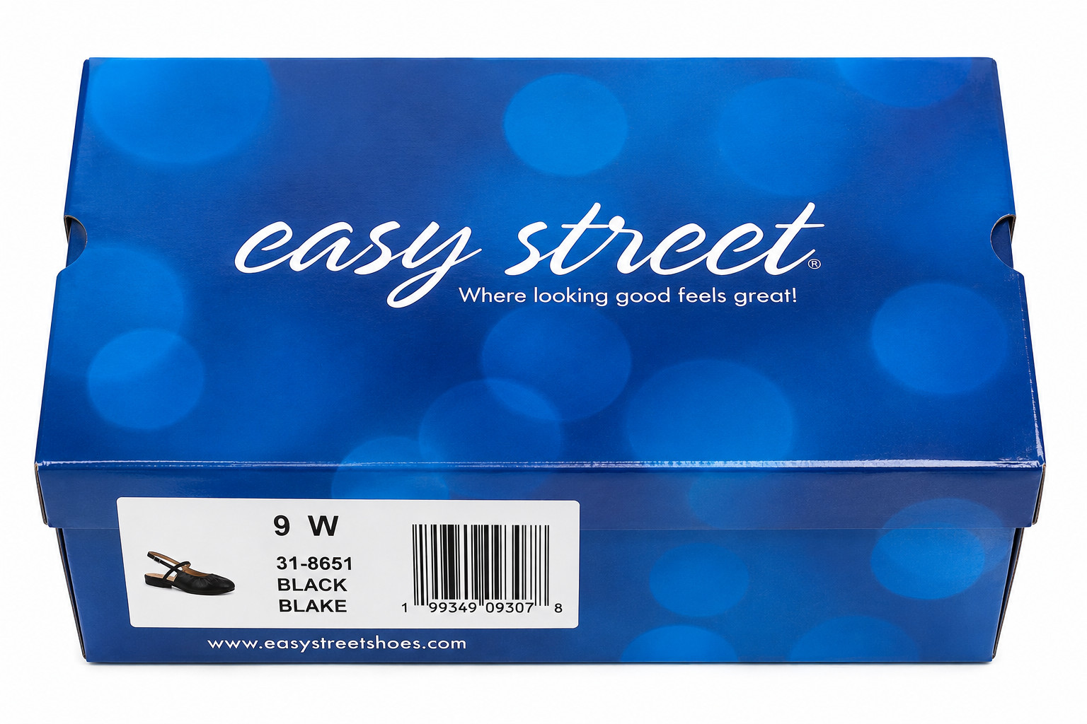 Easy Street Blake Slingback Flats Black Women’s Size 9 Wide W Comfort Shoes NIB
