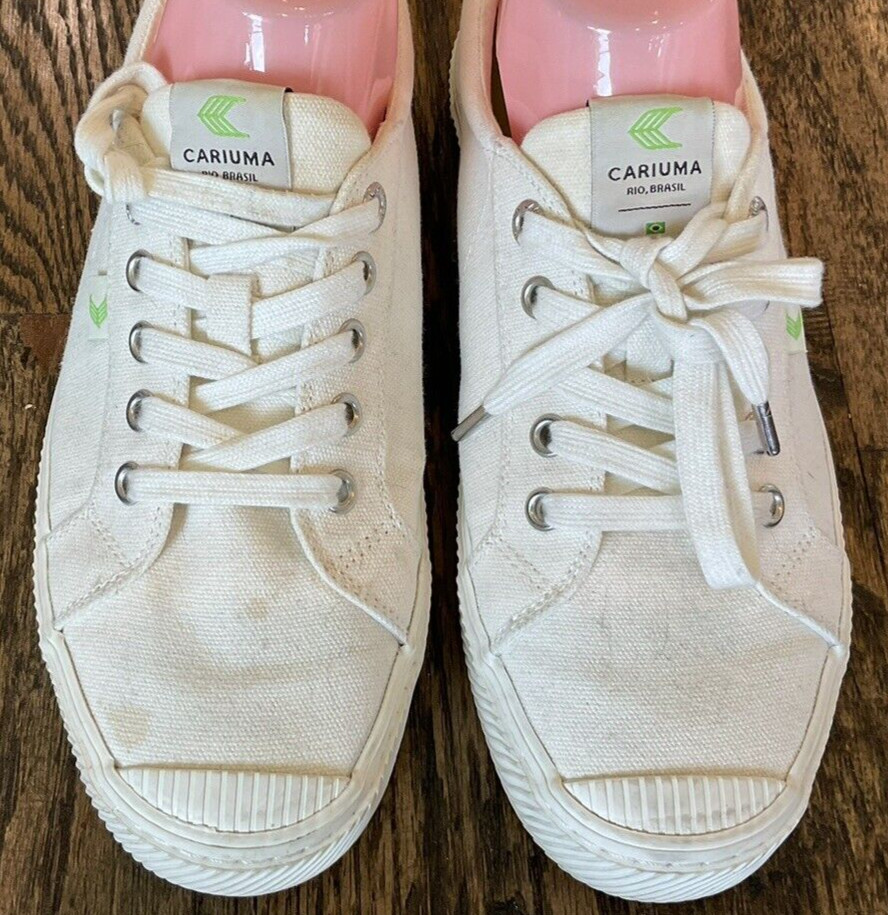 Cariuma Oca Low White Canvas Sneakers Shoes Comfort Lace Up Women 8.5 Men 7