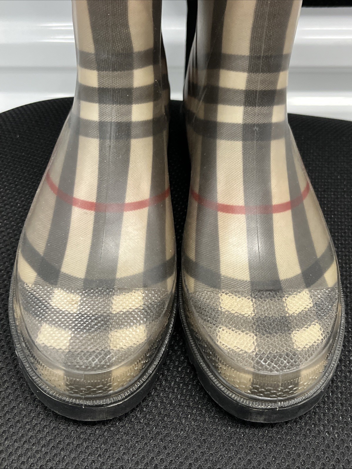 Burberry Nova Check Rubber Rain Boots (4 US, 37 EUR)