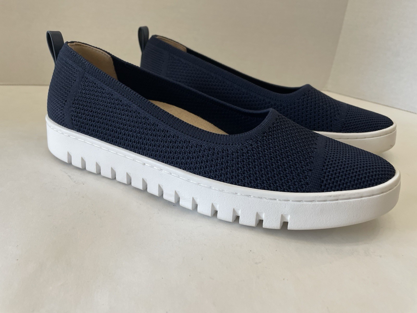 Vionic Uptown Skimmer Knit Navy Blue Slip On Platform Loafers Womens 6.5