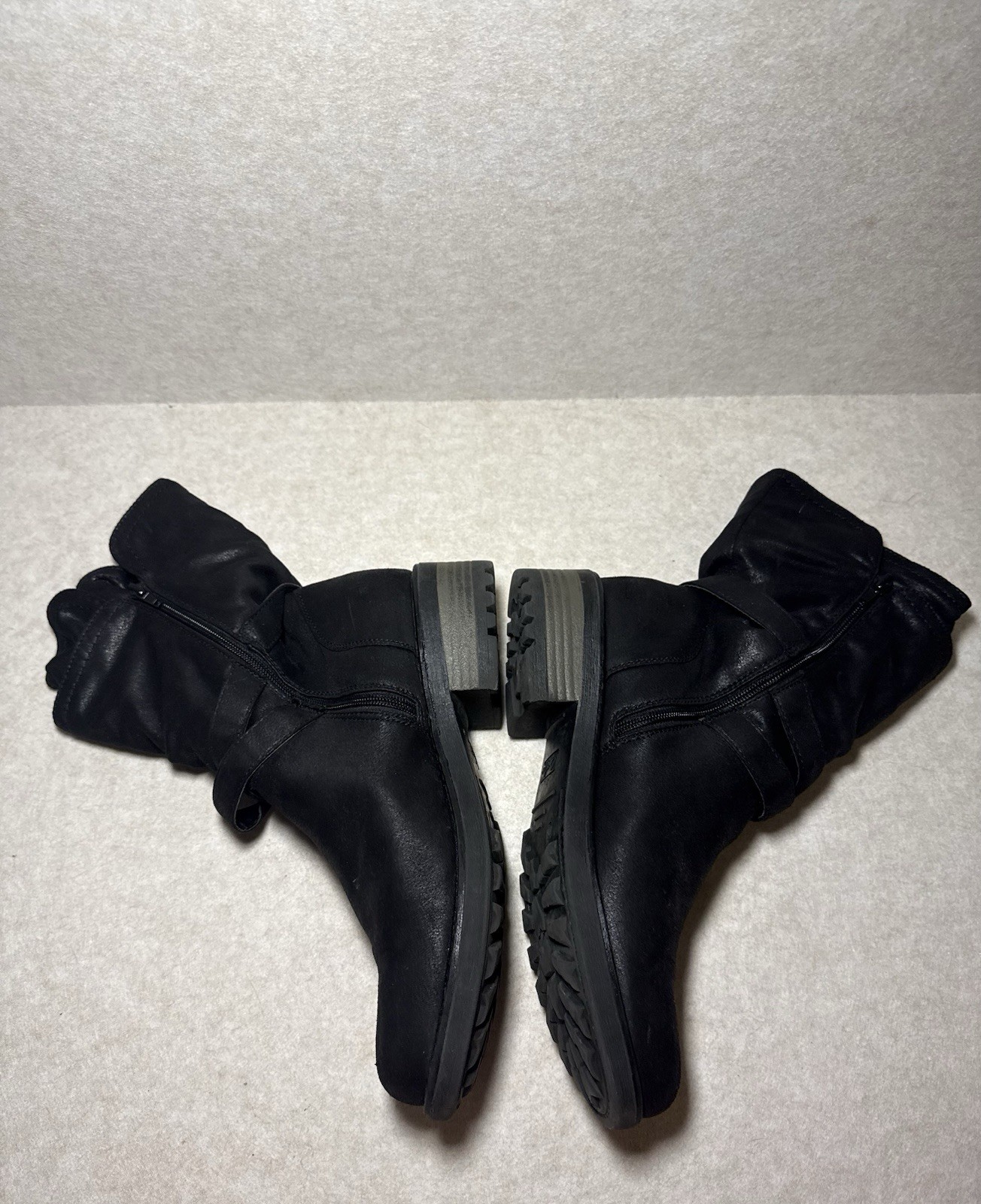 Carlos by Carlos Santana Black Sawyer Moto Boots Buckle Strap Size US 11M