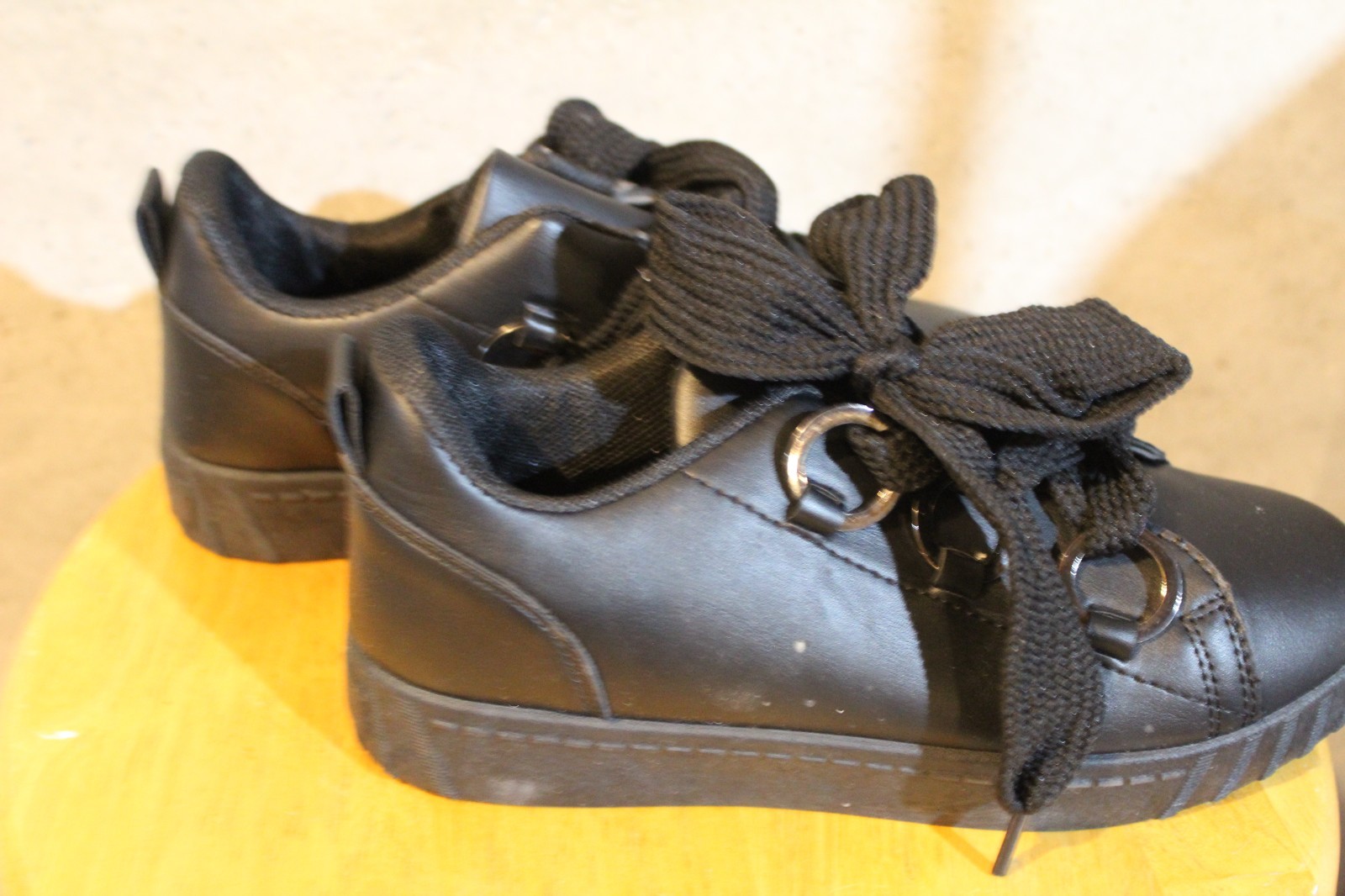 G.N.D. Women’s Size 6 Black Sneakers Chunky Sole Bow Lace Up Casual Shoes
