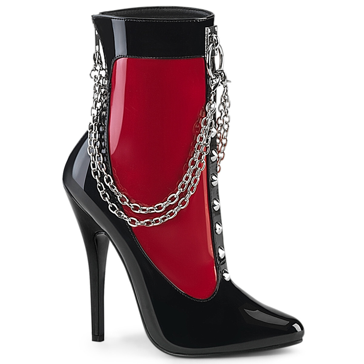 UPPER (RED&BLK) O-RING,CHAINS,STUDS,ZIPS 6″ BOOT Sz 6 8 9 10 11 12 13