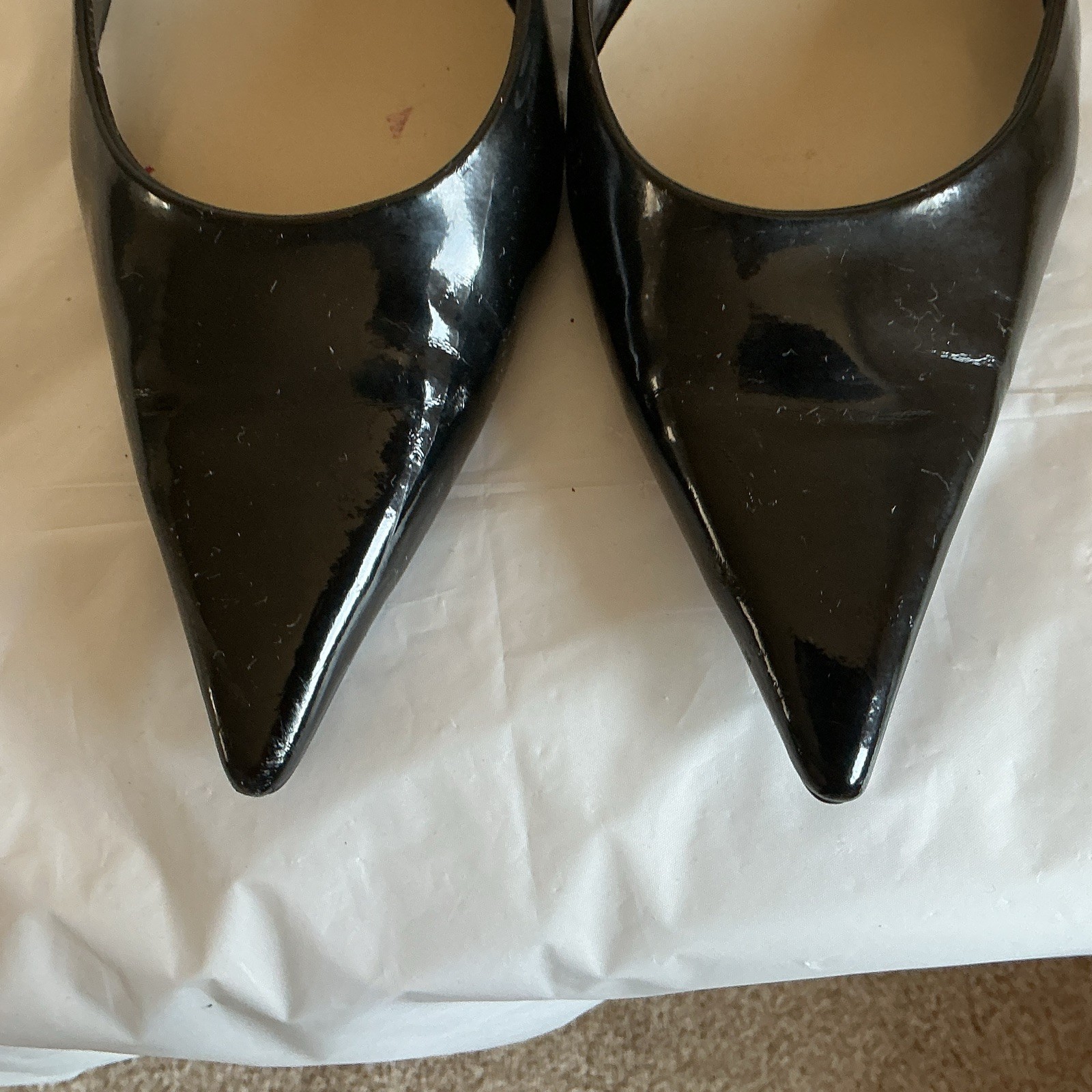 Nine West Leather Stiletto Pump Heel Pointed Toe Rhinestone Black 10.5M