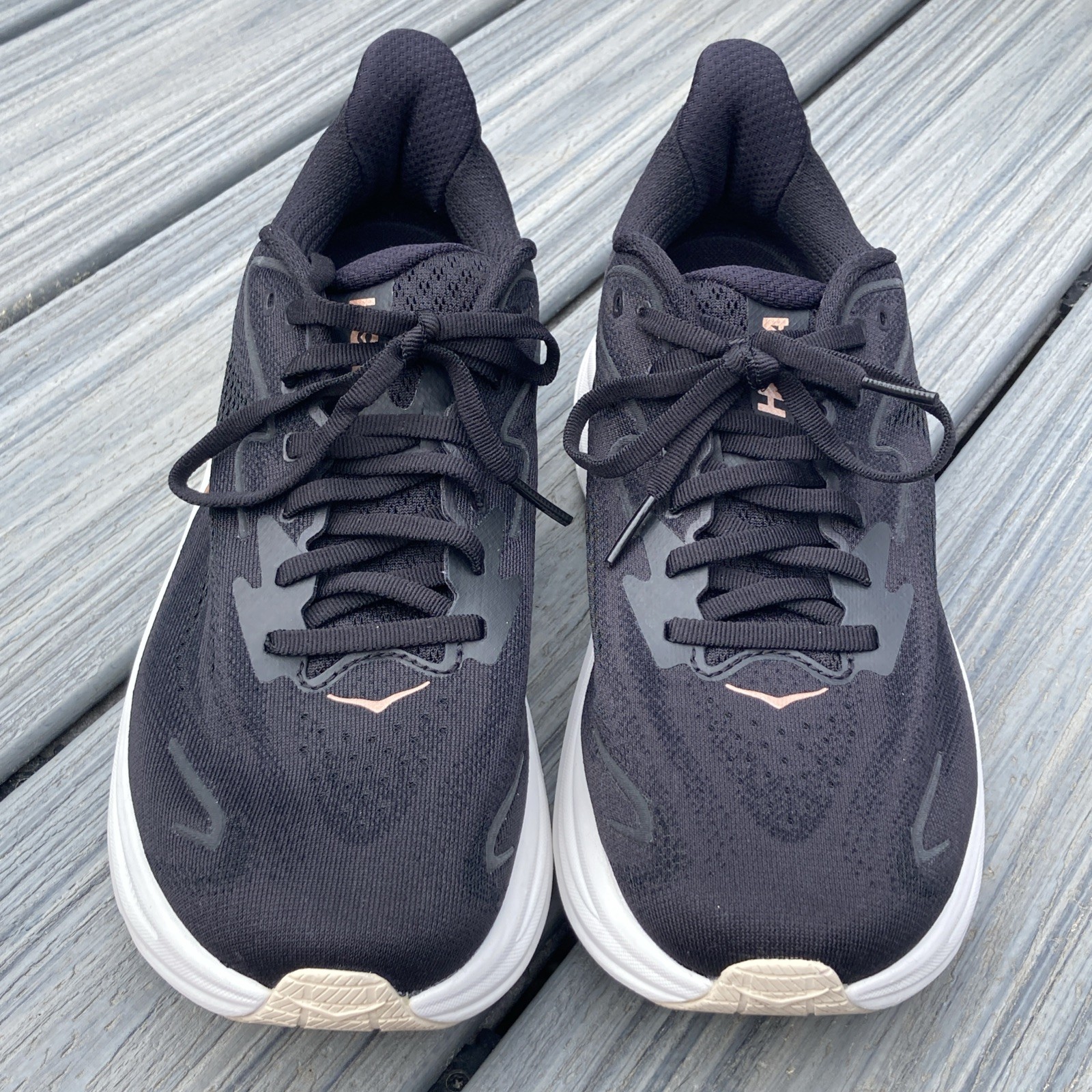 Hoka Clifton 10 Shoes Women 9.5 Black/ Rose Gold Athletic Running Sneaker
