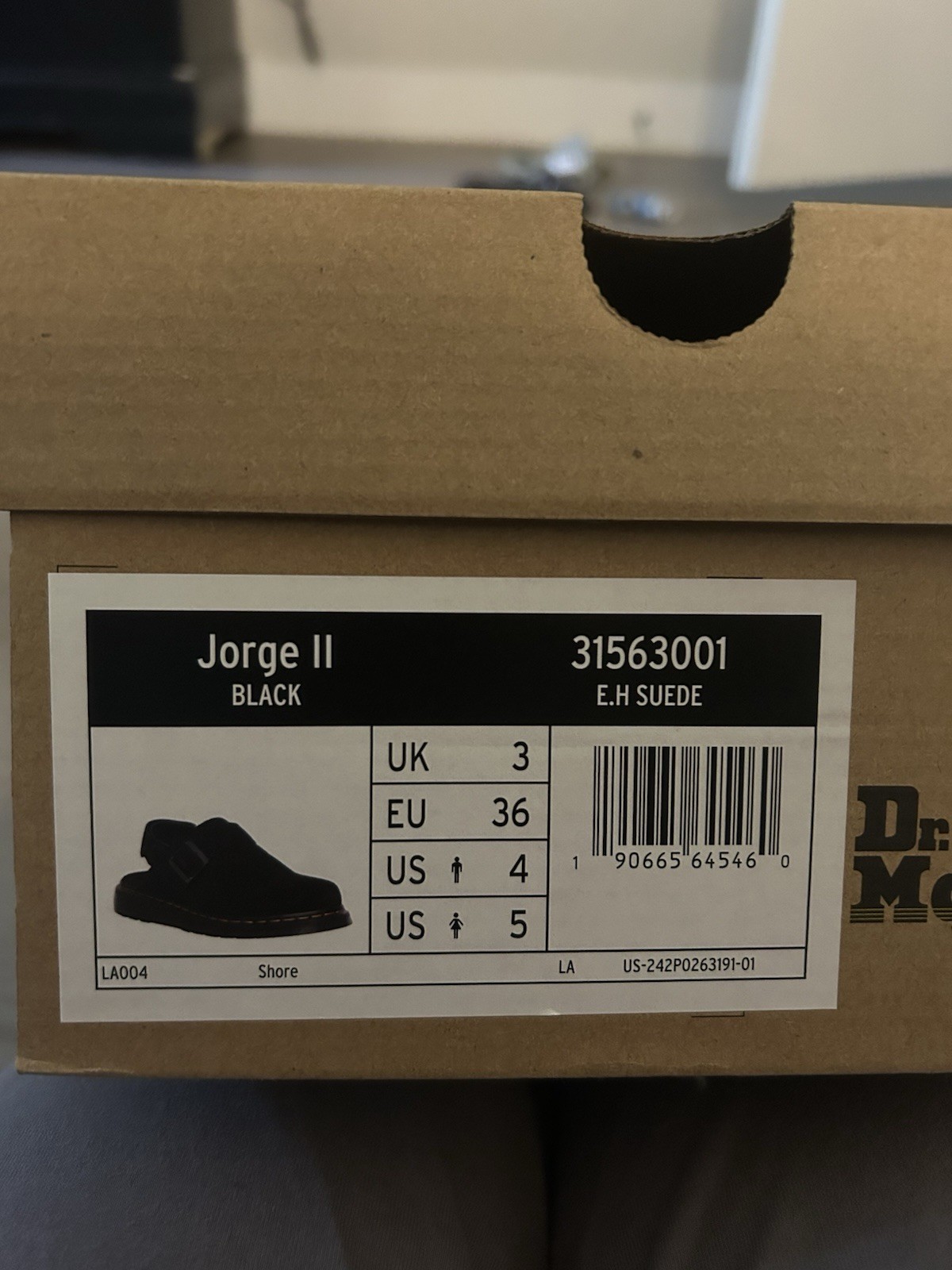 Dr. Martens Jorge II Women’s Black Suede Mule Buckle Cushioned US 5 EU 36