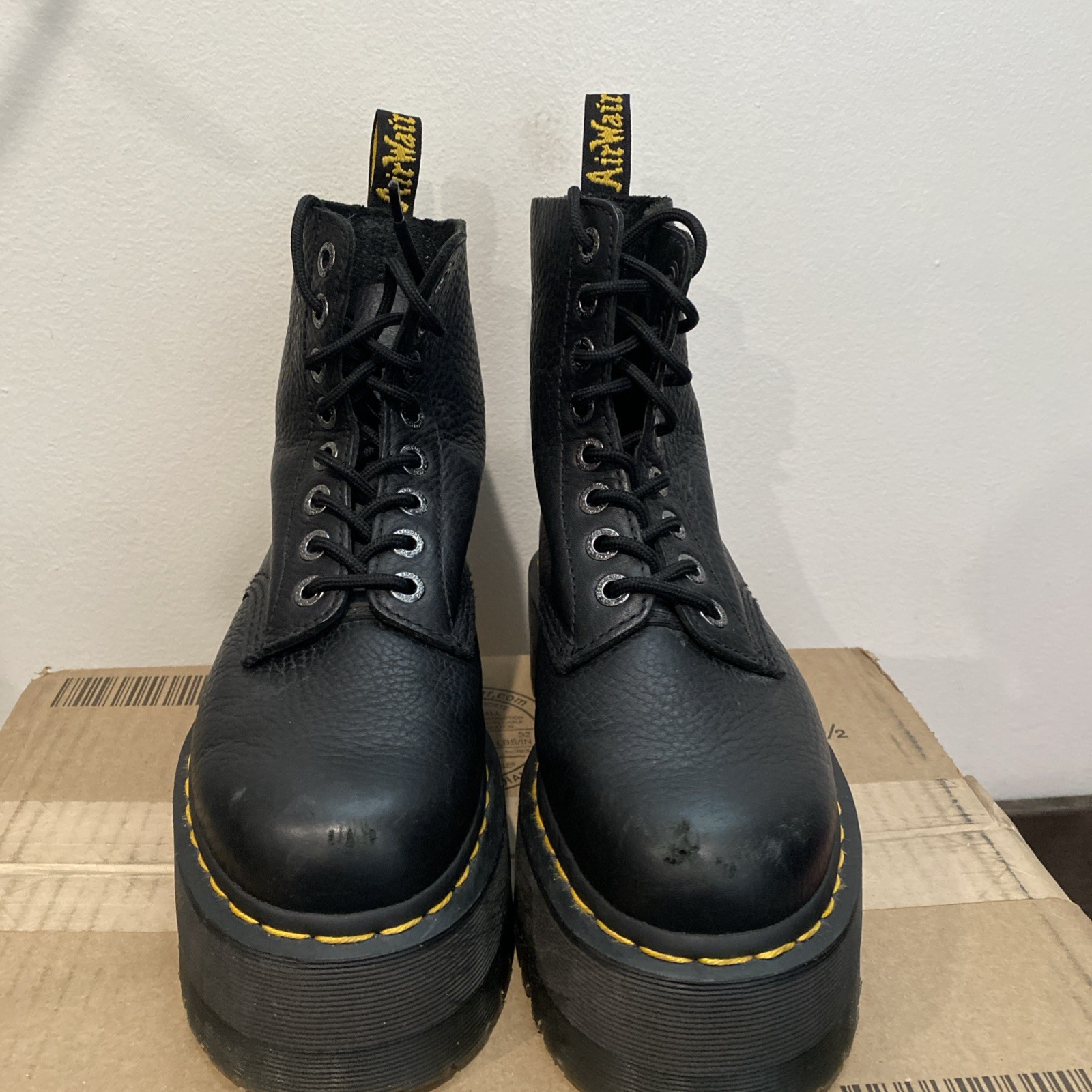 Dr Martens 1460 Pascal Max Women’s Platform Leather Pisa Boots Black Size 7 EUC
