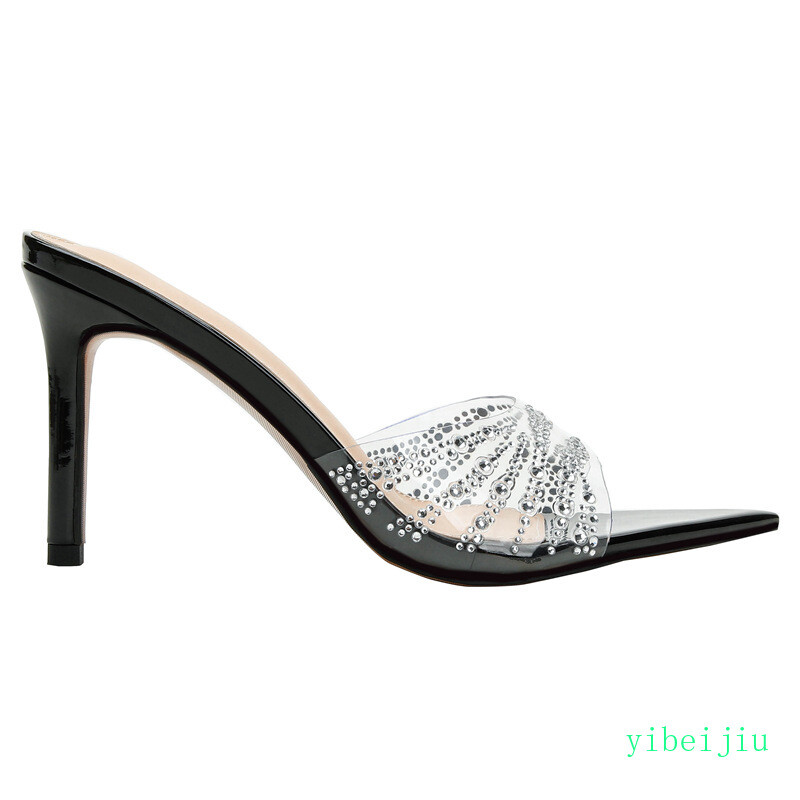 Women’s Rhinestones Clear Mules Slide Slippers Dress Formal Evening Sandals Lady
