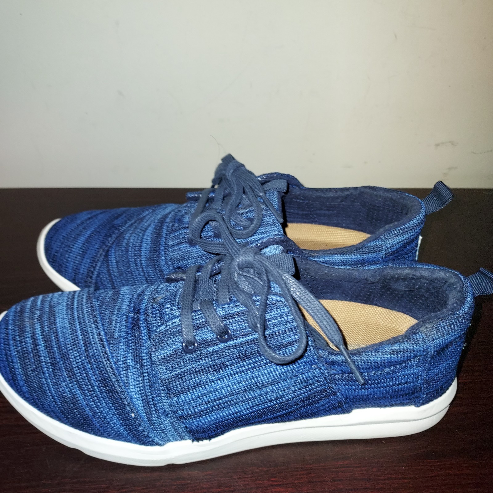 TOMS Women’s Sneakers 7.5M Lace Up Canvas Del Rey Comfort Walking Shoes Blue