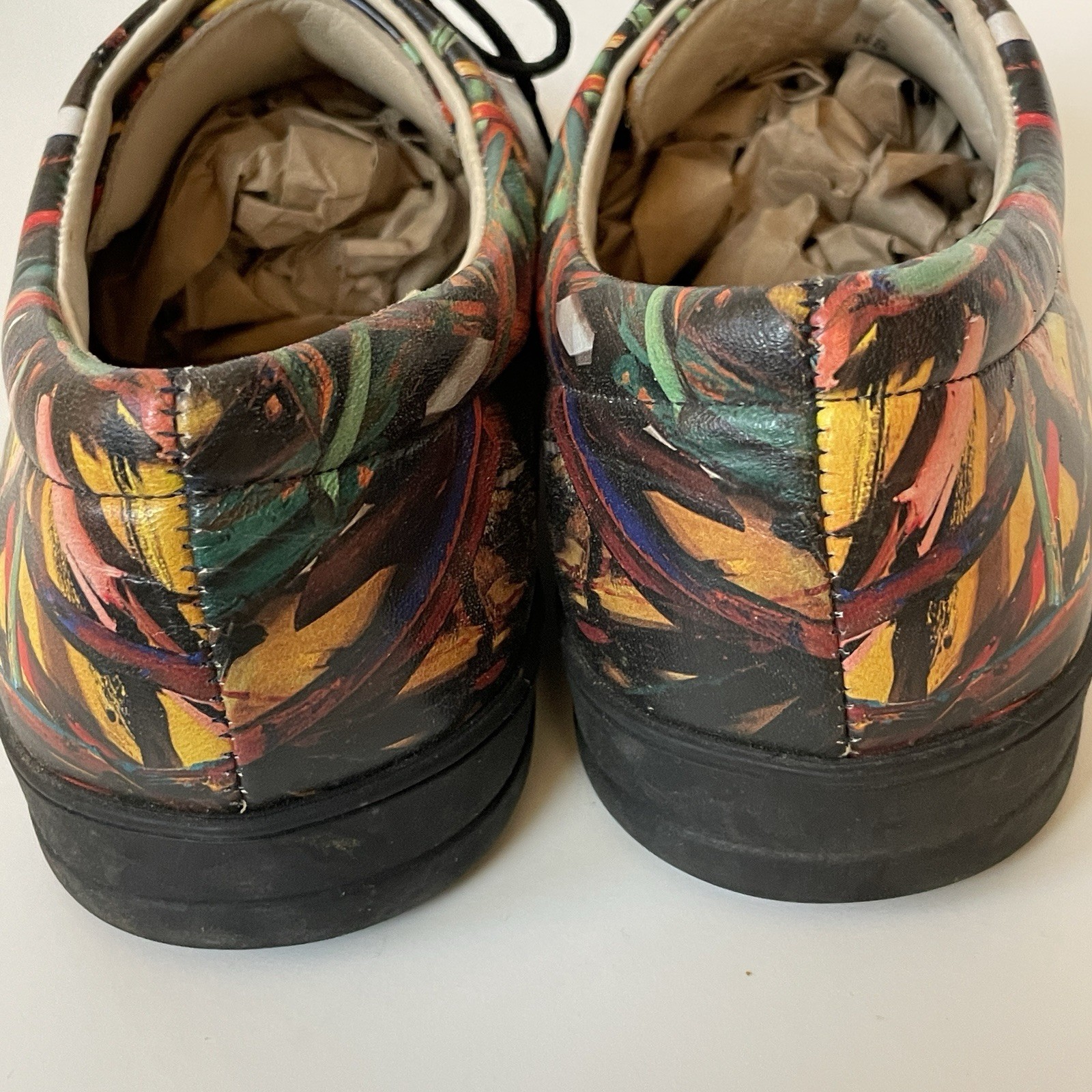 Icon Wearable Art Leather Oxfords Sneakers Colorful Abstract Motif Size 8