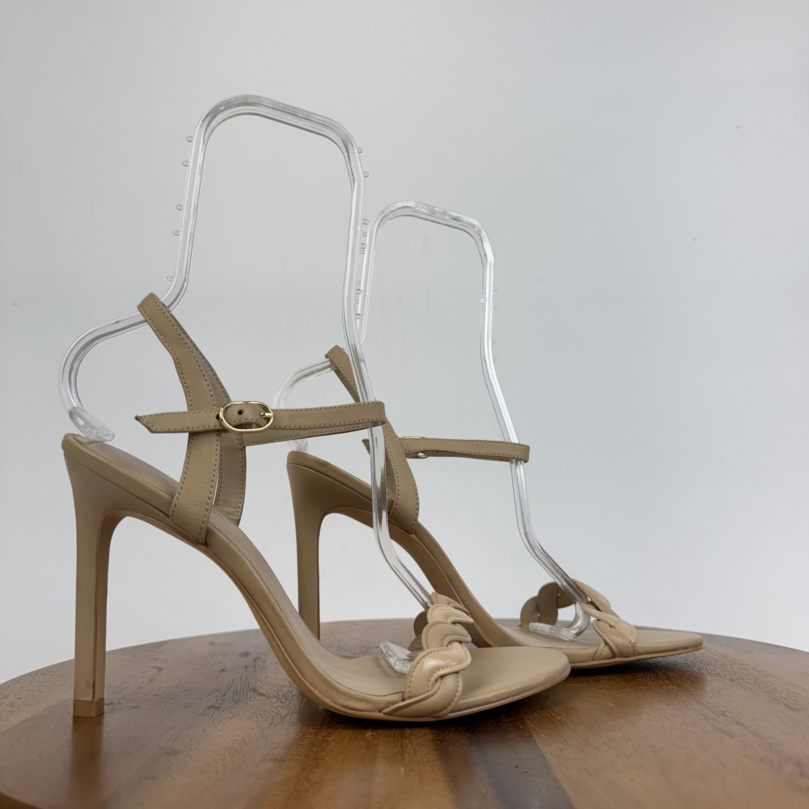 Womens Stuart Weitzman Dancer Twistie 100 Beige Strappy Heel Sandals Size 11 B