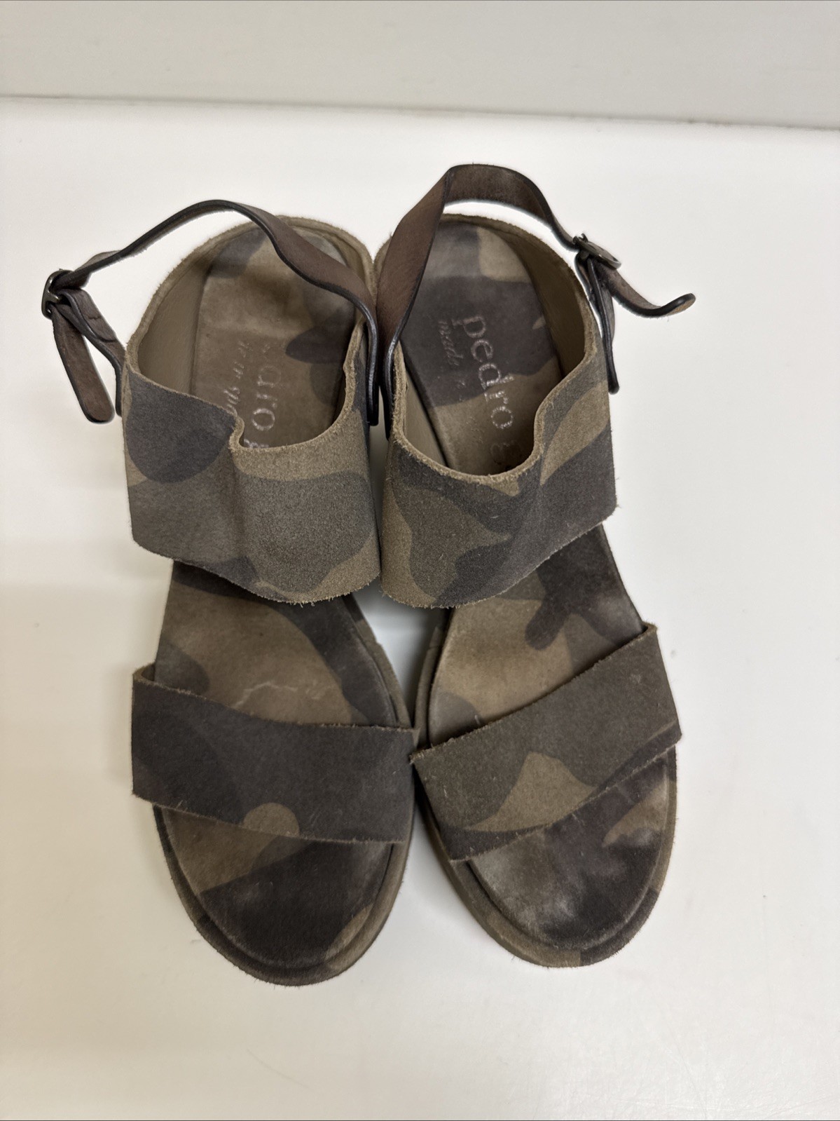 Pedro Garcia Federica Preowned Wedge Camo Green Sandals – US 8.5/ 39