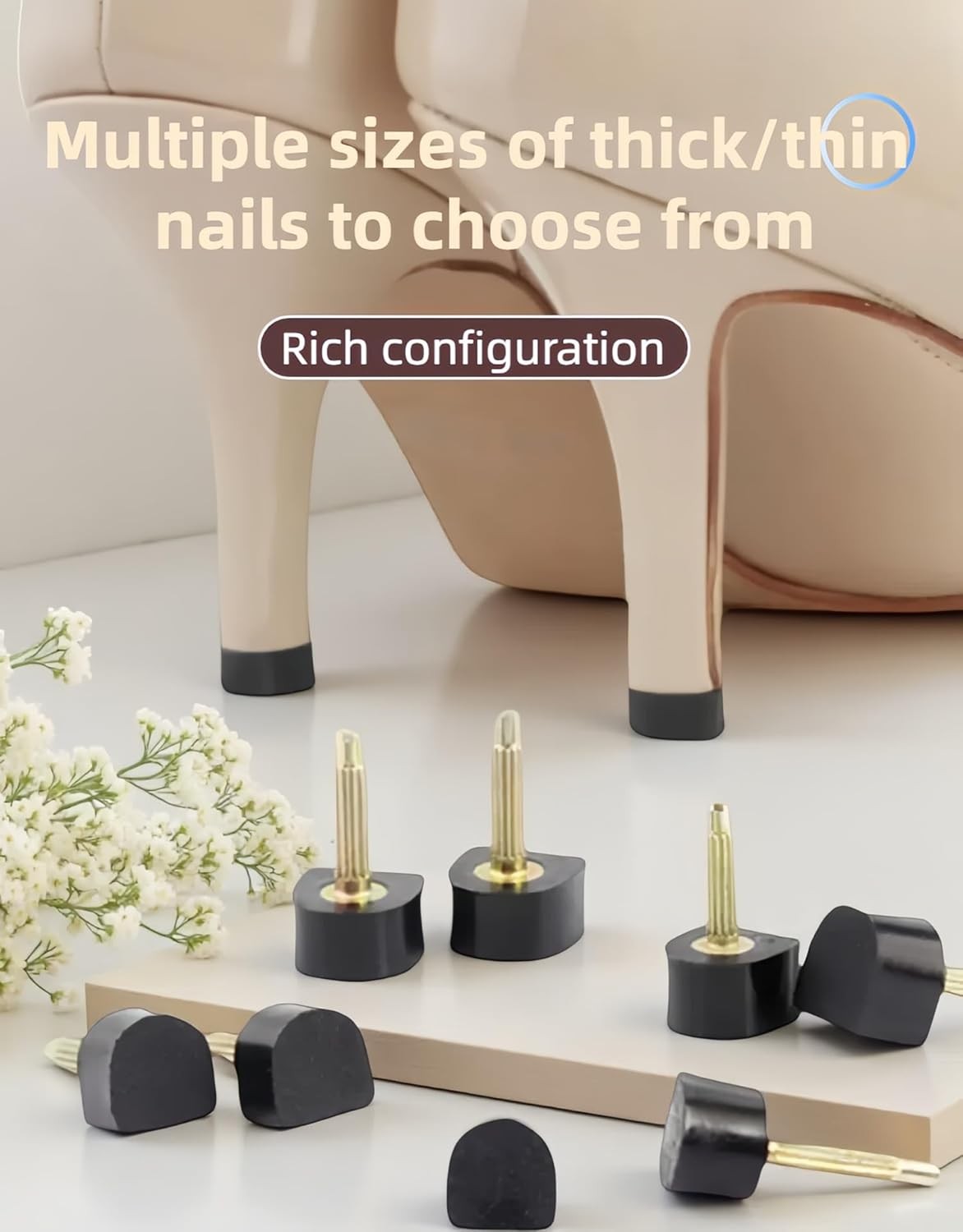 RyanDesign 10 Pairs High Heel Tips Replacement – U/Cap Style, 2.4mm & 3mm…