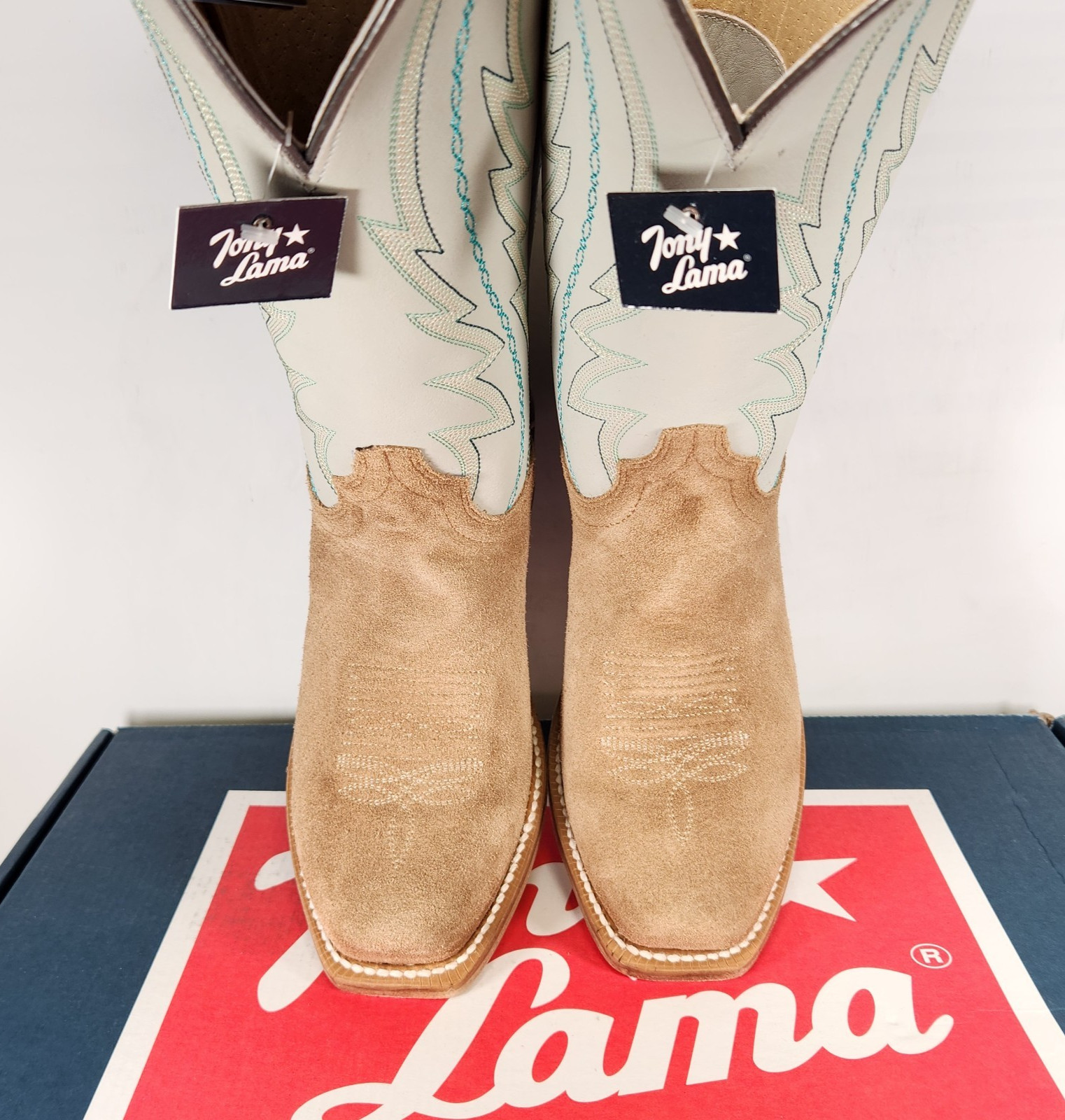 7.5 WOM – Tony Lama Siena 13″ Western – Taupe SUEDE LEATHER – RN3621
