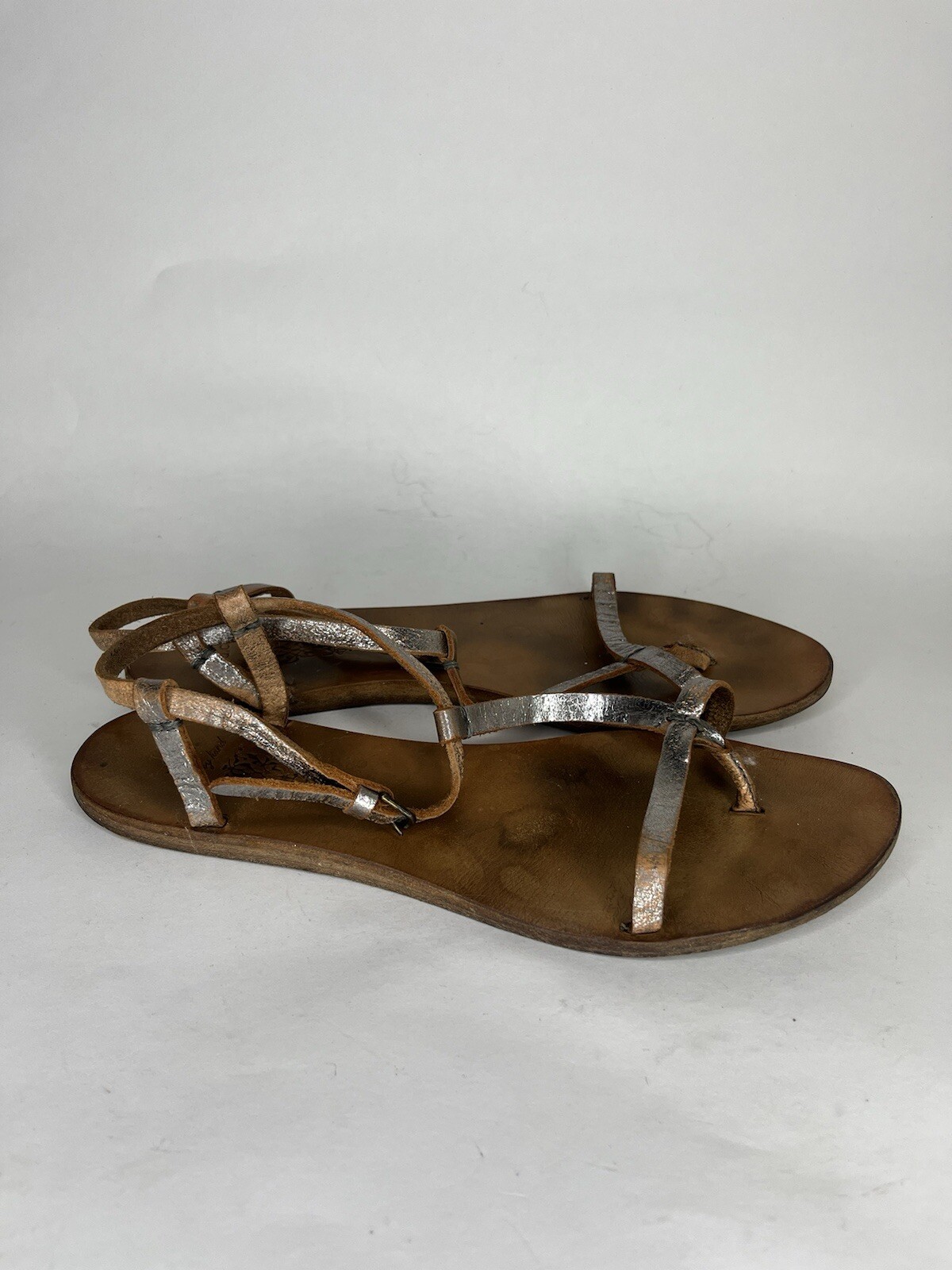 n.d.c. Made by Hand Sandals Women 41US 10 Shoes T-Strap Silver Slingback Strappy
