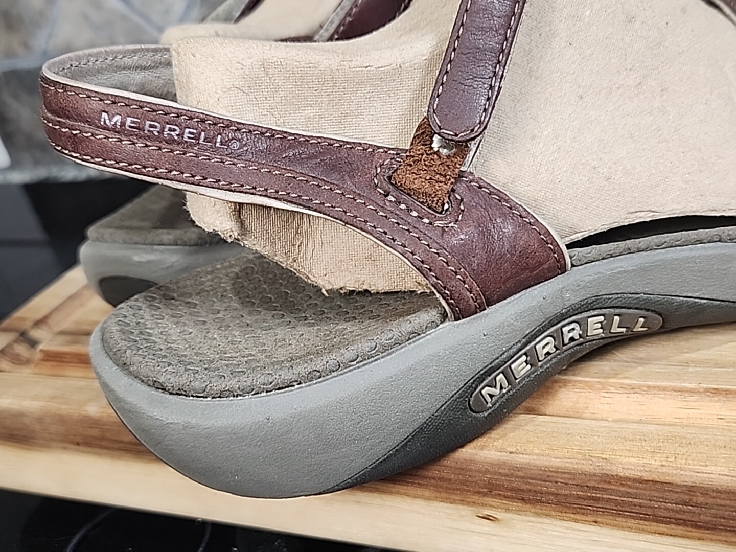 Merrell Sandals Womens 11 Dahlia Coffee Bean Strappy Hook And Loop Brown Leather