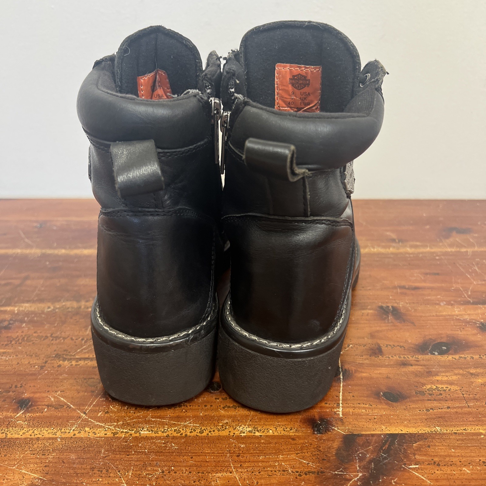 Vintage Harley-Davidson Motorcycle Boots Women’s 9 Leather Side Zip Distressed