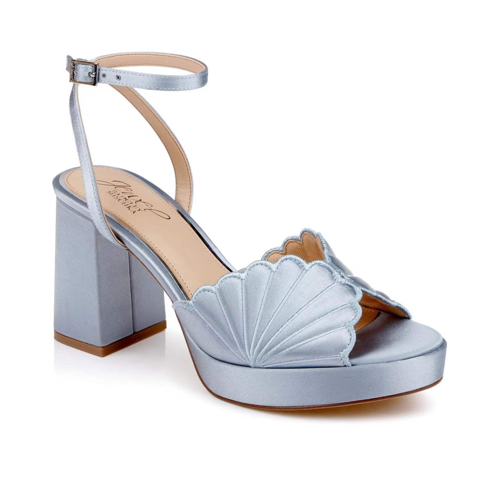 Jewel Badgley Mischka Paola Almond Toe Dress Platform Sandals Mist Blue SZ 8