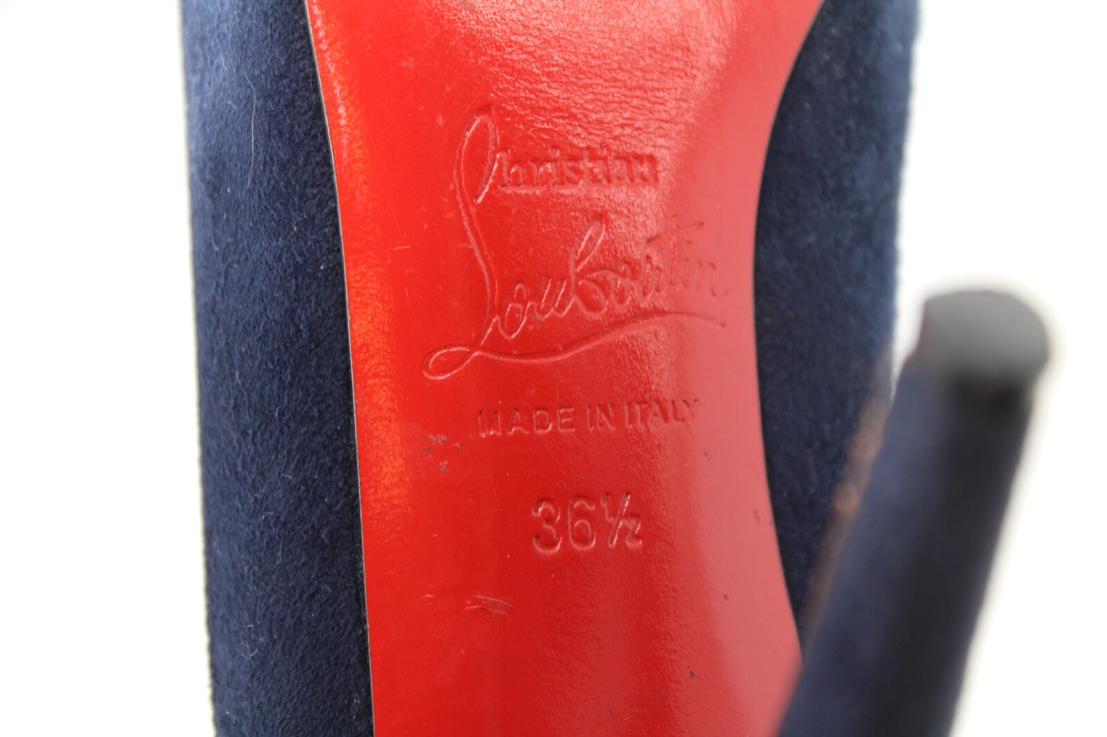 CHRISTIAN LOUBOUTIN Navy-Blue Suede Simple Semi Pointed Toe Pumps, US 6.5 $595