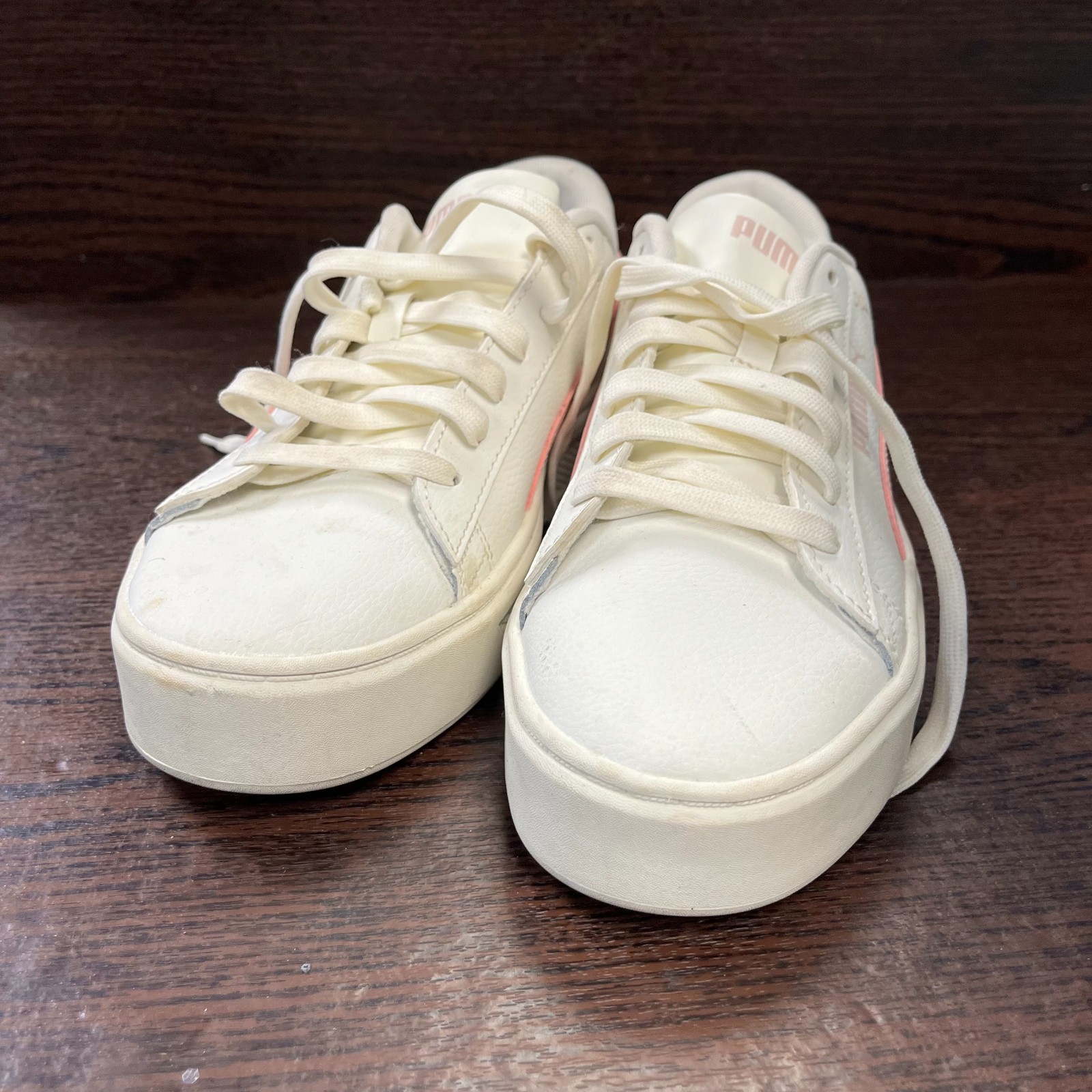 Puma Women Smash 3.0 L Platform Sneakers Size 8.5 White Pink 390758-05 Lifestyle