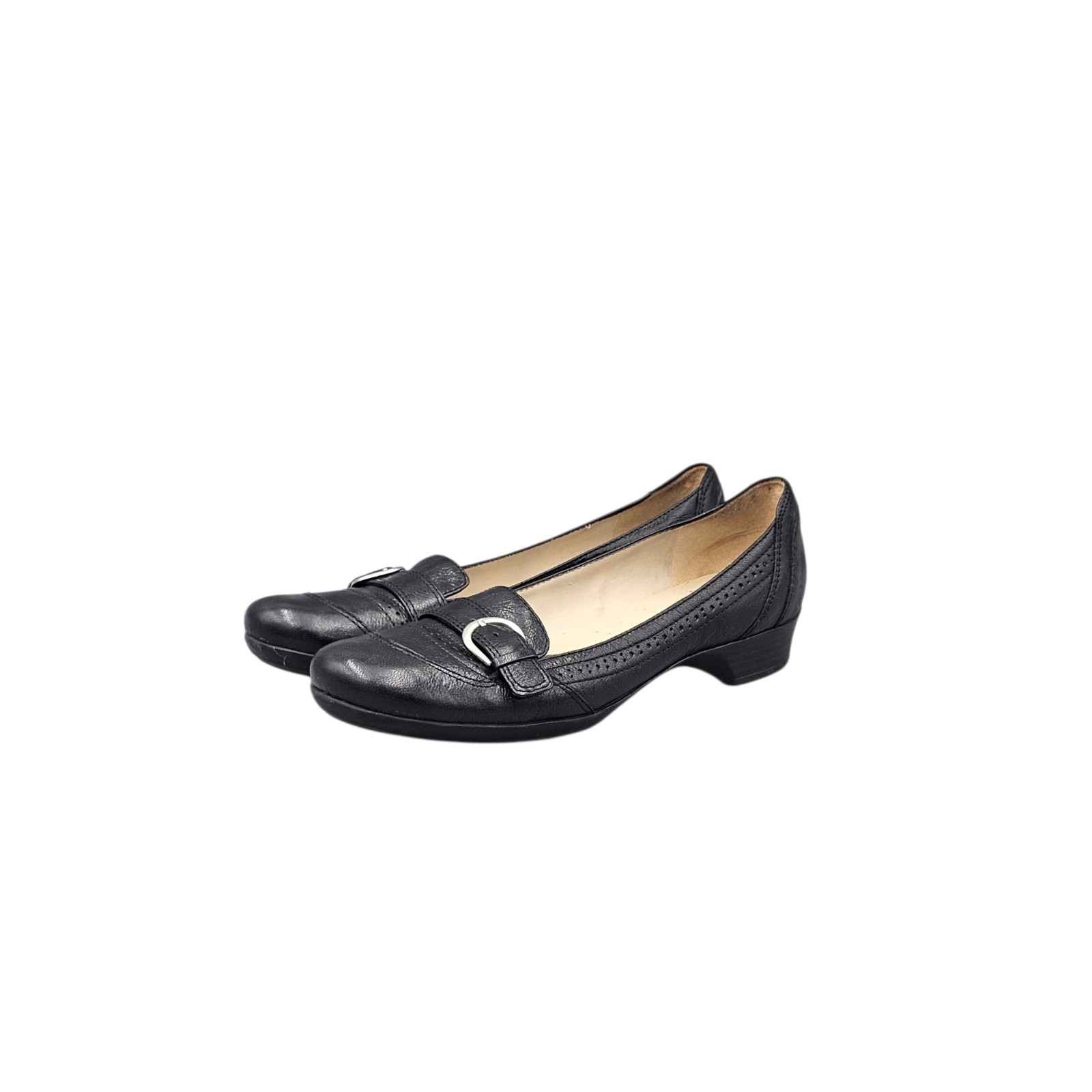 Naturalizer Women’s Size 10 N VGC Narrow Loran Black Leather Buckle Wedges Flats