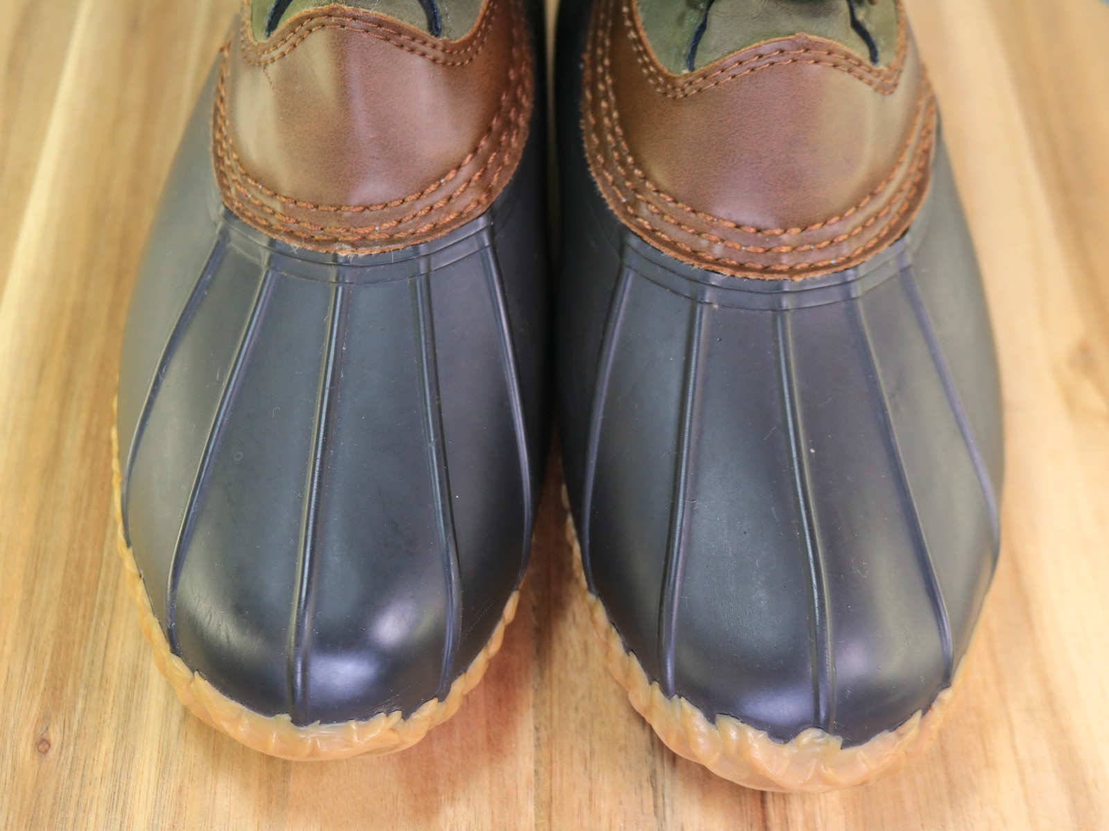 JBU Calgary Brown Green Black Lace Up Mid Calf Duck Work Rain Boot Women Sz 6.5M