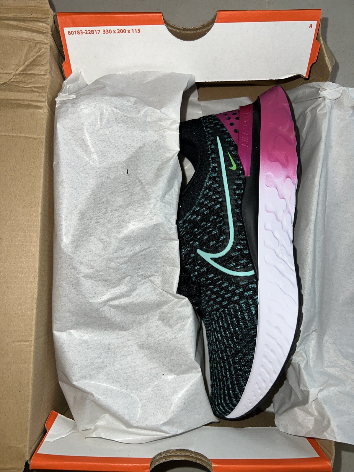 Nike React Infinity Run Flyknit 3 Black/Pink Women’s Running DD3024 003 Size 7.5