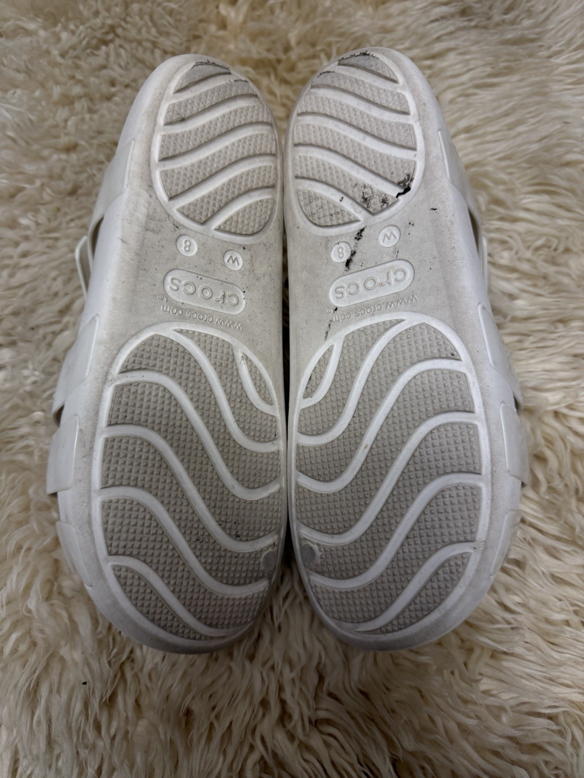 Crocs Tulum Sandals W8 White Platform Slingback Strappy Comfort Shoes