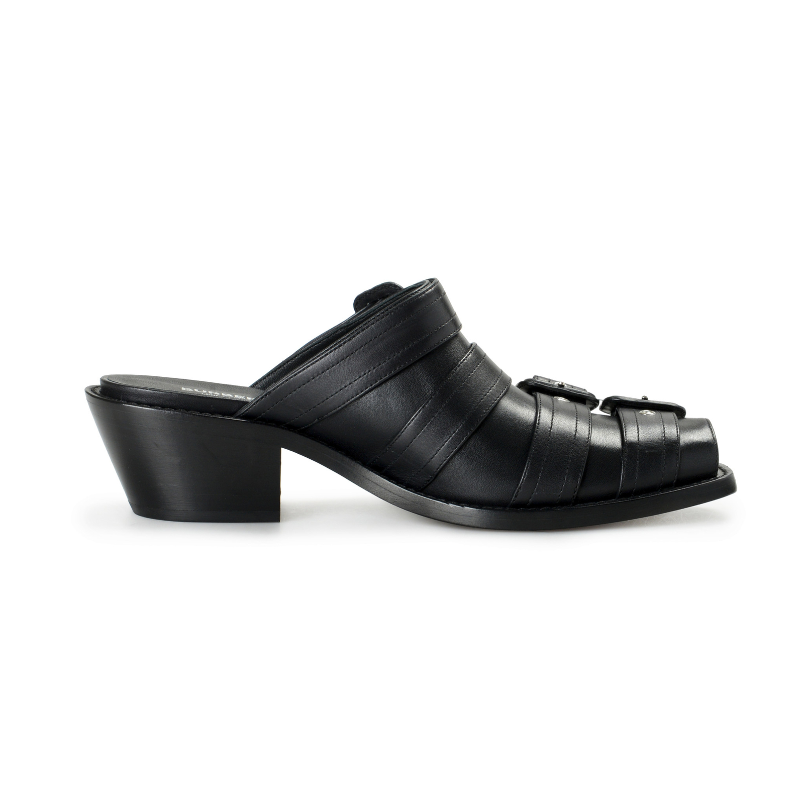 Burberry Women’s «Barcroft» Black Heeled Mules Sandals Shoes US 6 IT 36