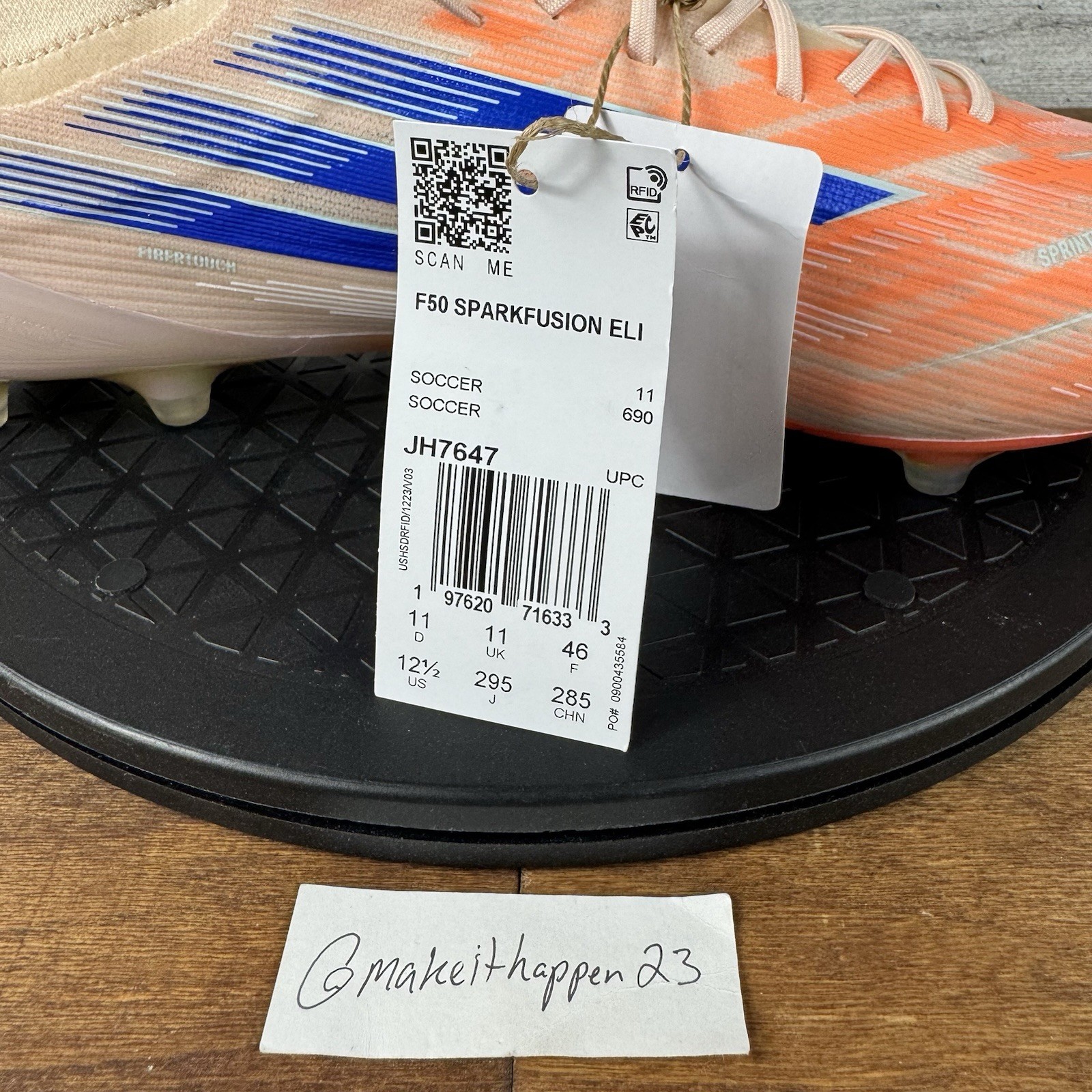 Adidas F50 Sparkfusion Elite Mid FG AG Soccer Cleats Orange JH7647 Women 12.5