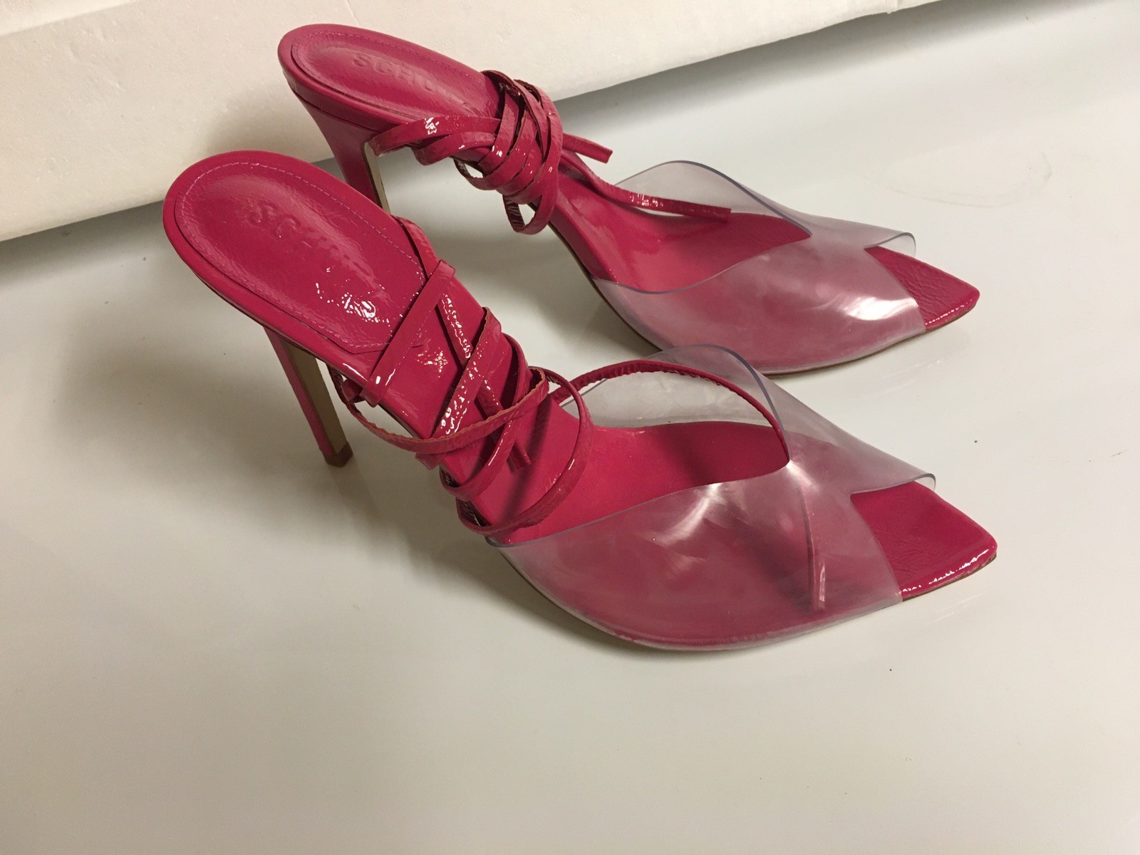 Schutz Stiletto Strap Transparent sandals 10 Pink