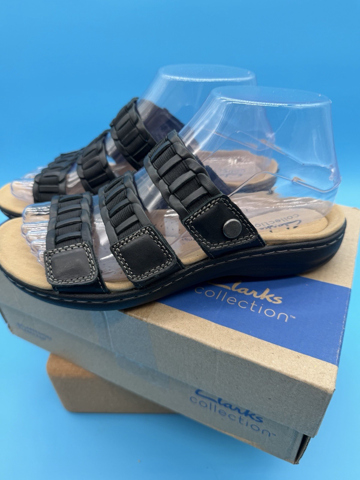 Clarks Laurieann Hope Slip On Women’s Comfort Sandal US 6 M black leather