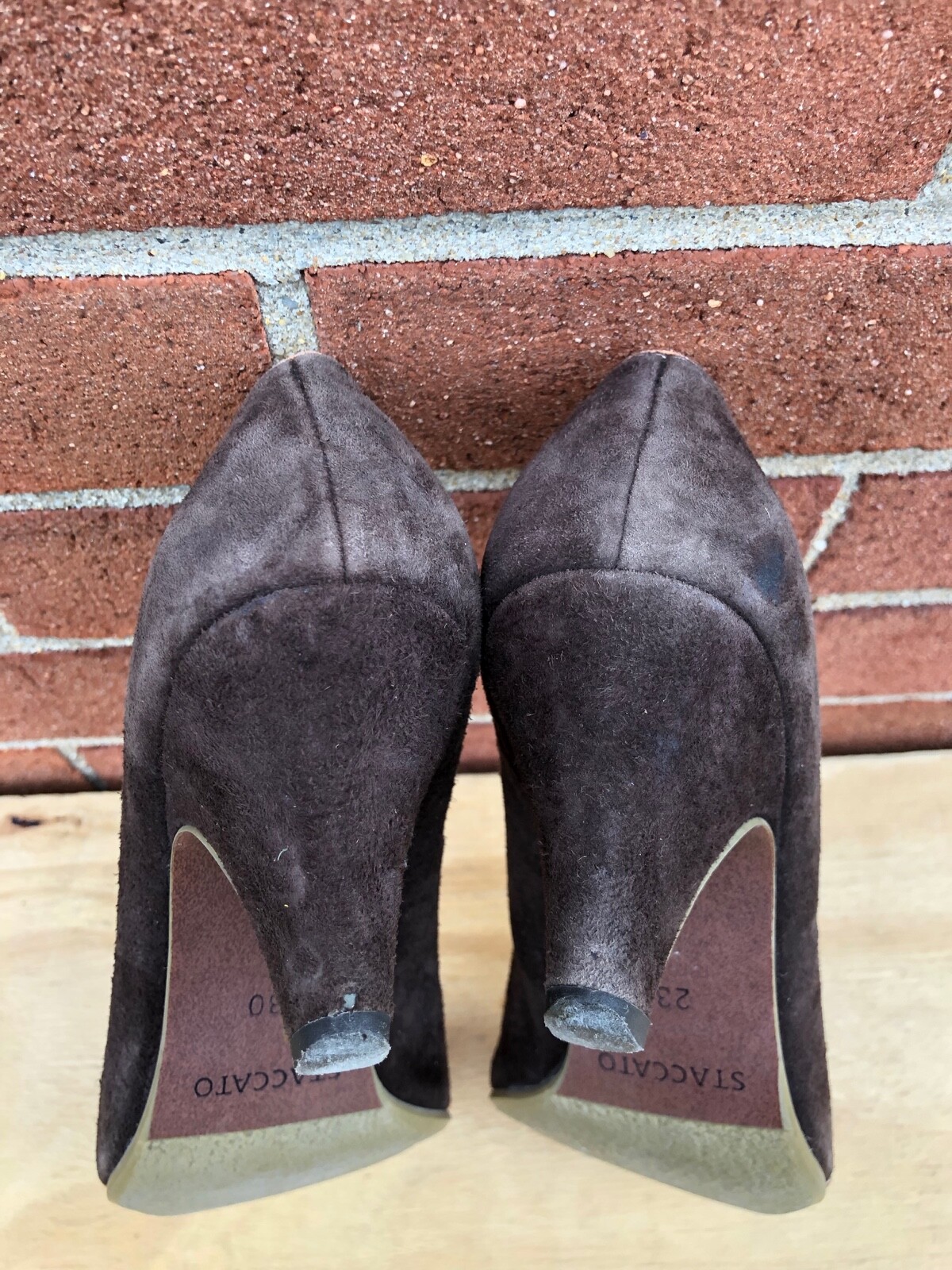 Staccato women Brown Leather suede Pumps low Heels US 6 (230)
