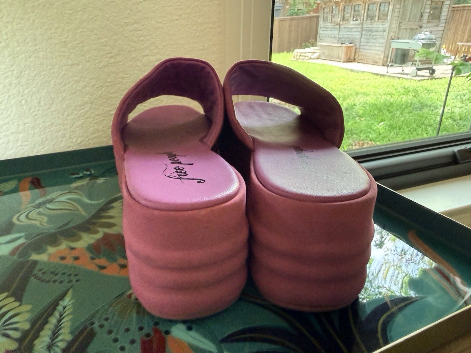 Free People Fuschia Harbor Suede Platform Slide 7.5 NEW