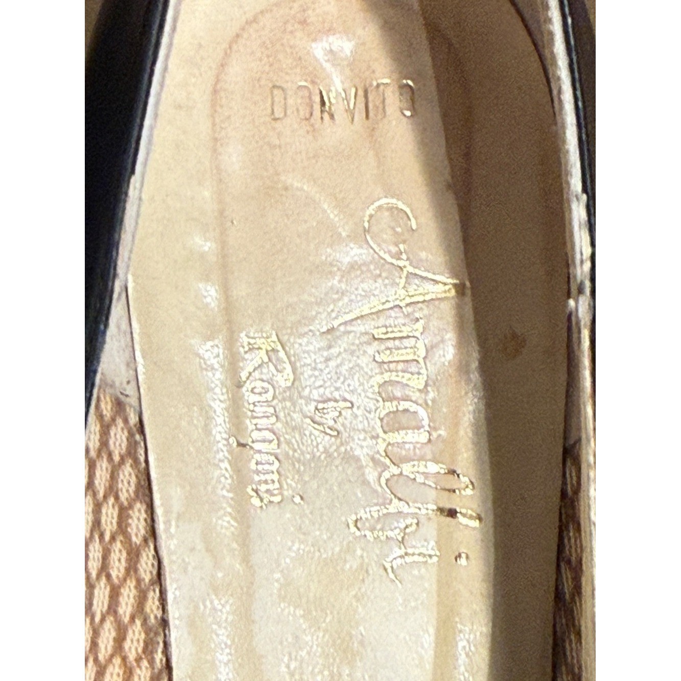 Amalfi by Rangoni Italy Black Leather Kitten Heel Pumps Women 7.5A Narrow