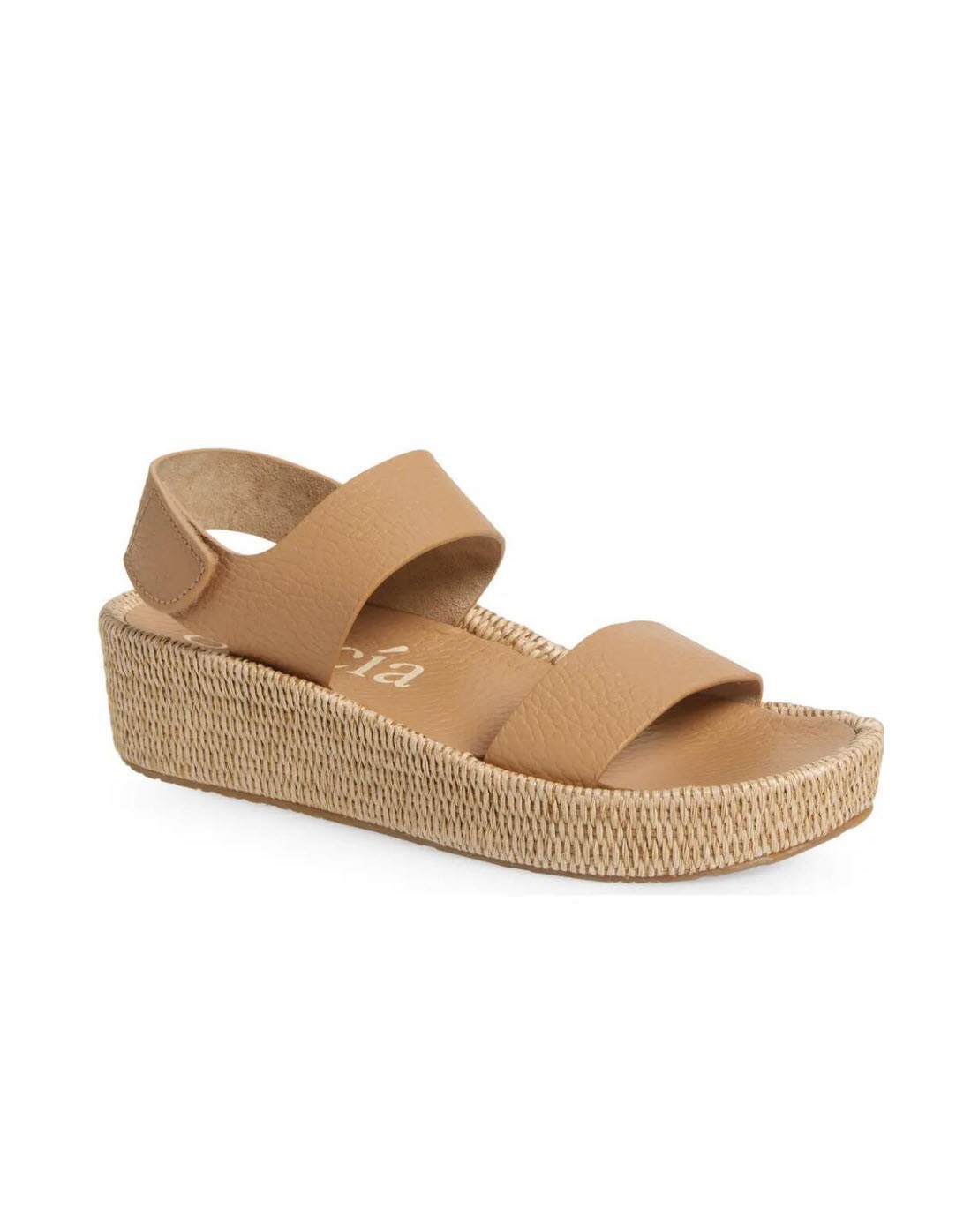 PEDRO GARCIA Lacey Two Band Flatform Leather Sandals In Camel Sz EU39.5/US9.5