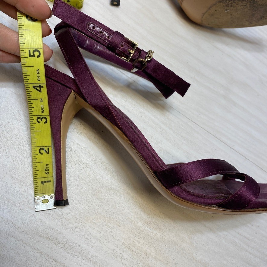 Gucci Purple Satin Ankle Wrap Stiletto Sandals Heels 10B Made in Italy